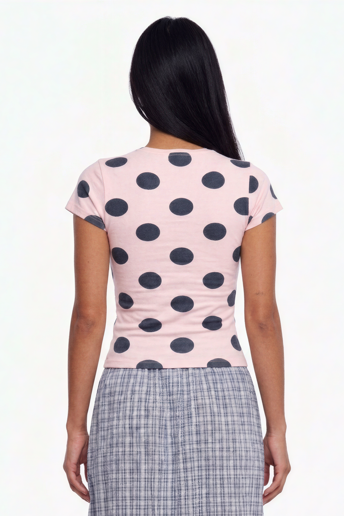 Polka Dot Cutout Short-Sleeve Top