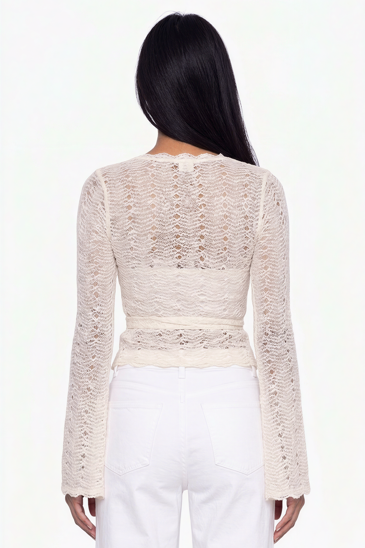 Boho Cream Lace V-Neck Tie-Wrap Crop Top