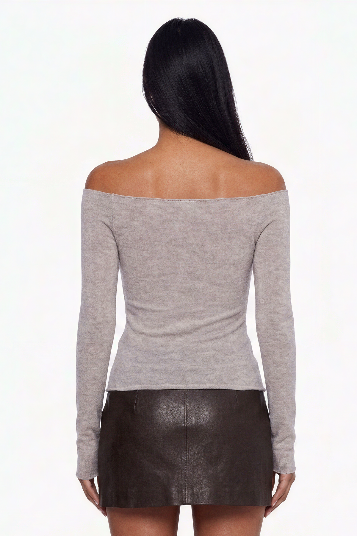 Heather Grey Bardot Neckline Ruched Bust Top