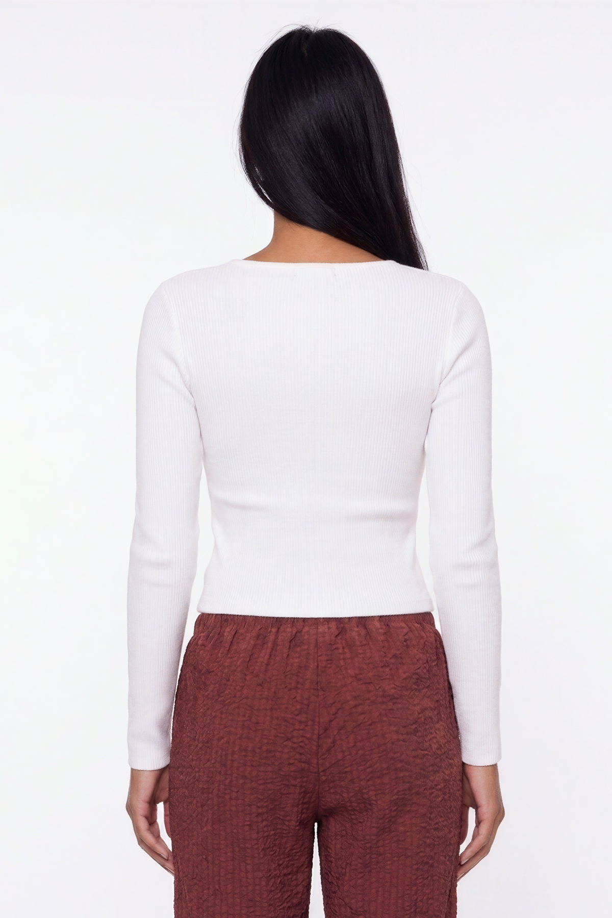 Asymmetric Button-Front Long Sleeve Top