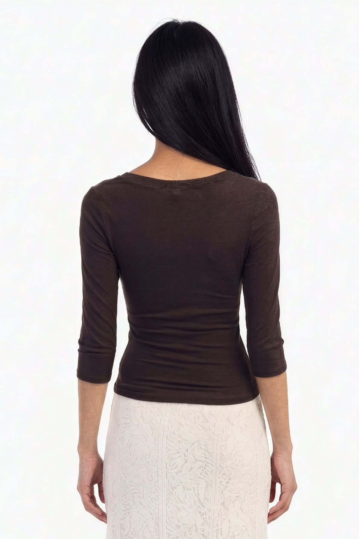V-Neck Wrap-Front Three-Quarter Sleeve Top