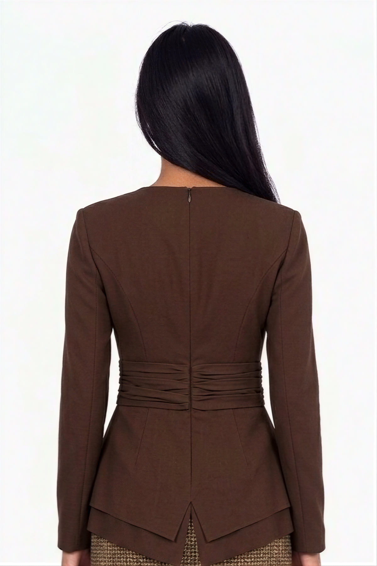 Wrap-Front White Button-Down Shirt with Extended Cuffs