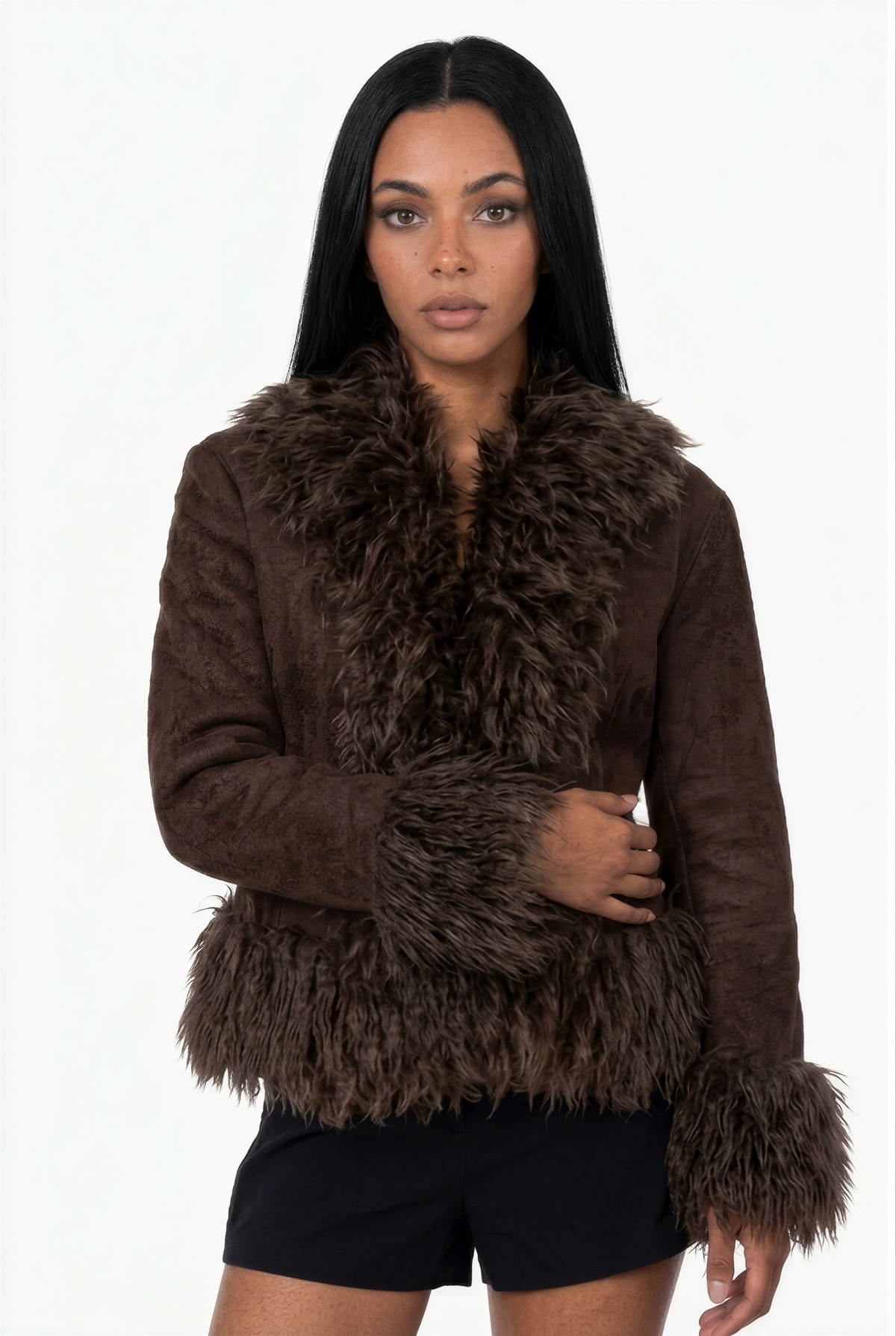 Shearling Trimmed Suede Jacket