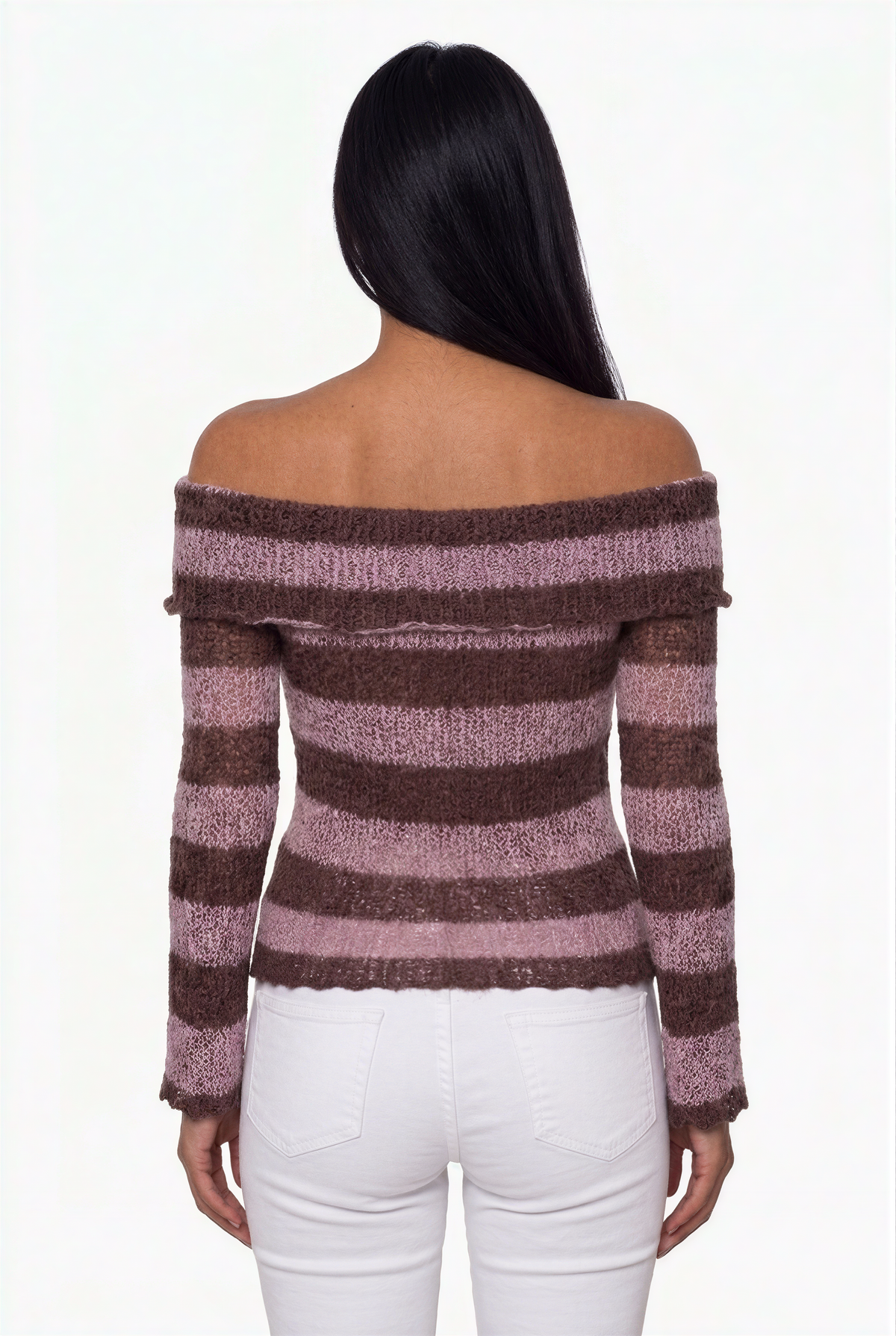 Striped Off-the-Shoulder Knit Top