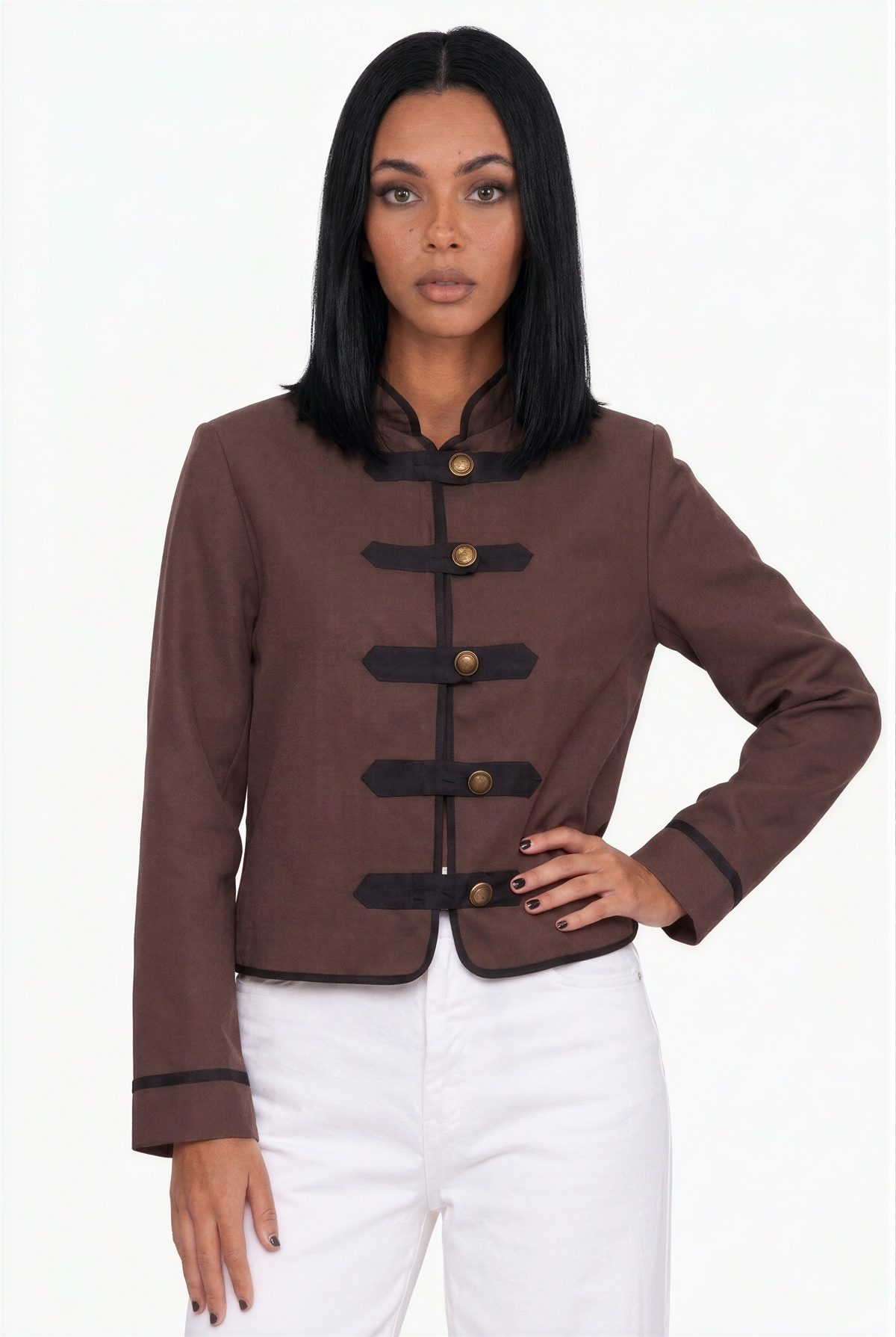 Structured Mandarin Collar Military Jacket