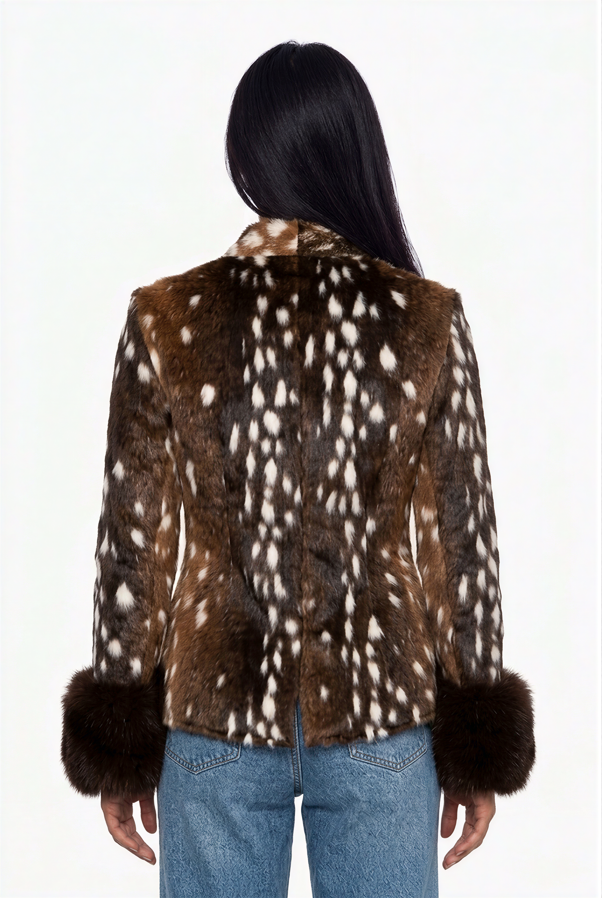 Vintage-Inspired Spotted Faux Fur Jacket