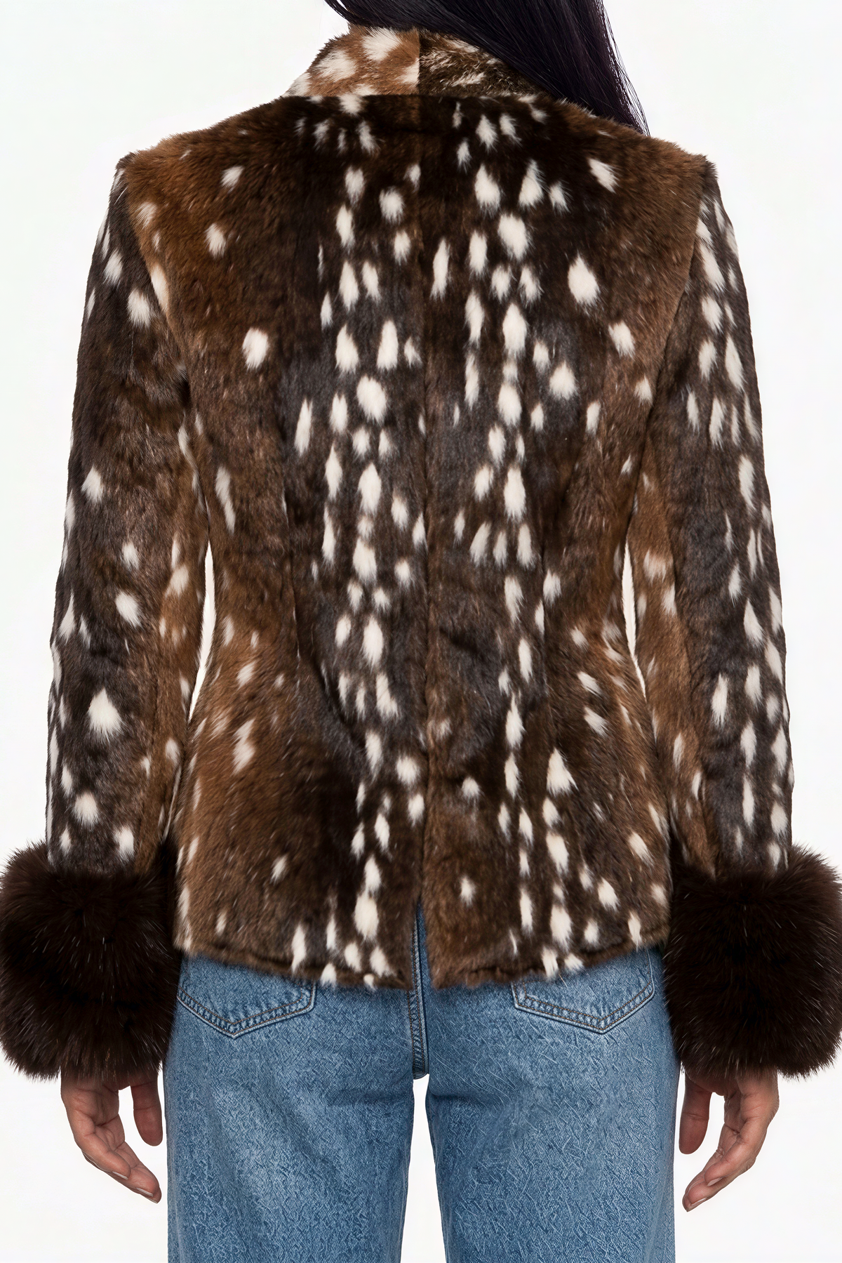 Vintage-Inspired Spotted Faux Fur Jacket