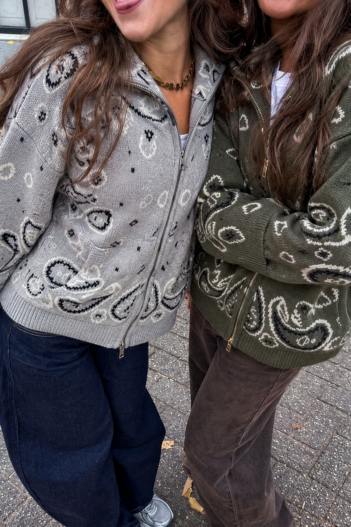 Paisley Motif Stand-Collar Cardigan