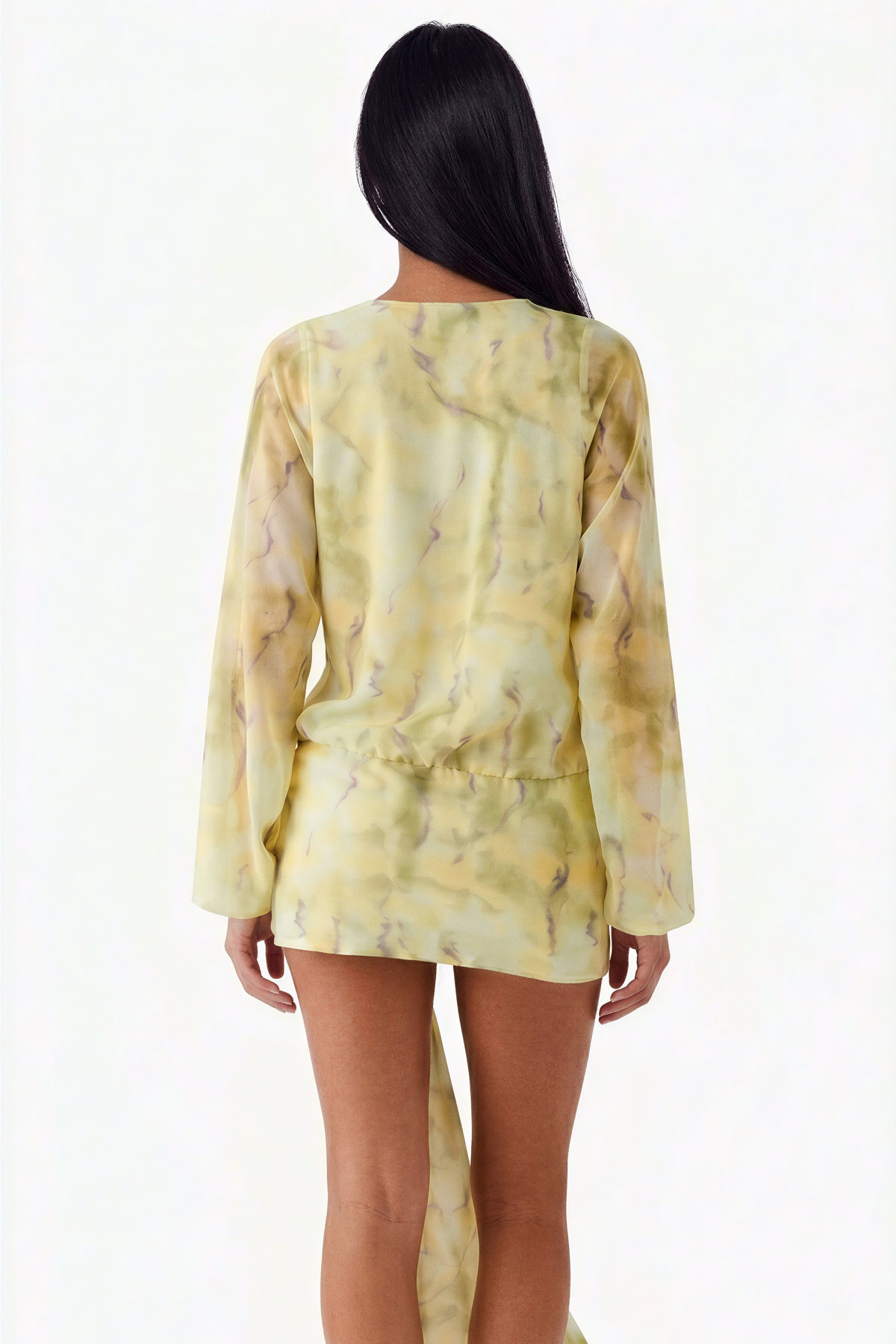 Long Sleeve Marble Print Mini Dress