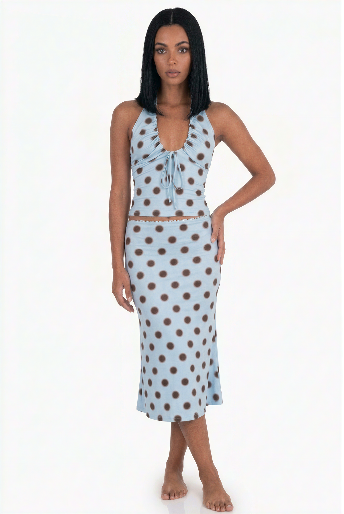 Blue Polka Dot Halter Set