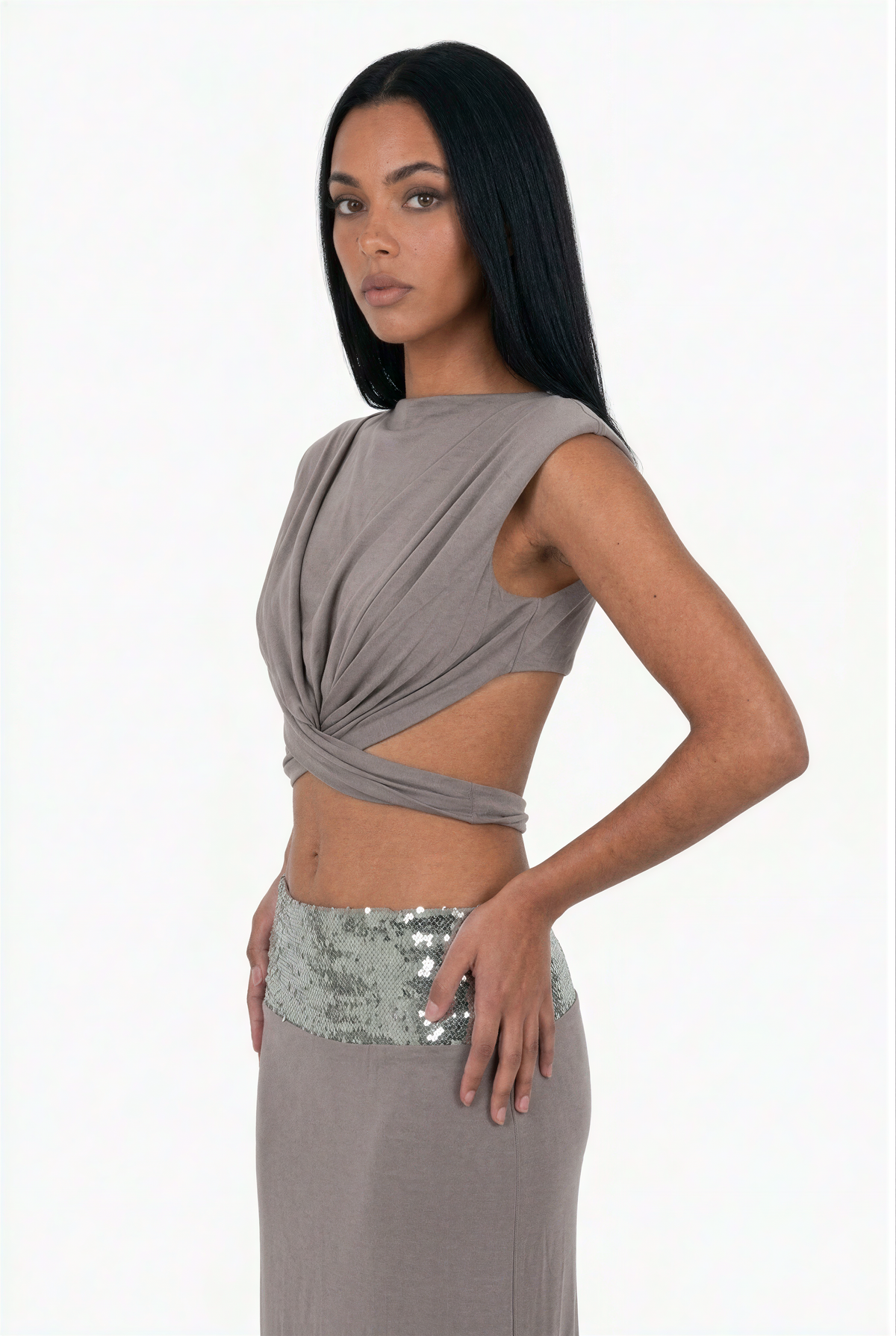 Taupe Top & Midi Skirt Set ❌