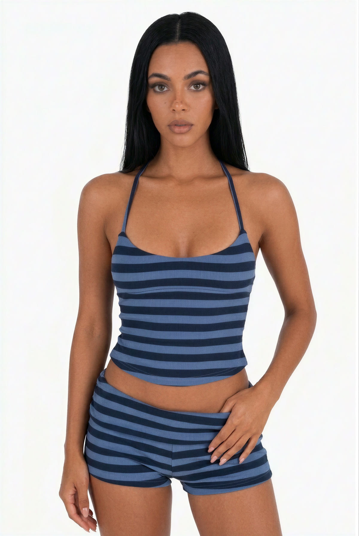 Blue & White Stripe Two-Piece Set   doesn't make them