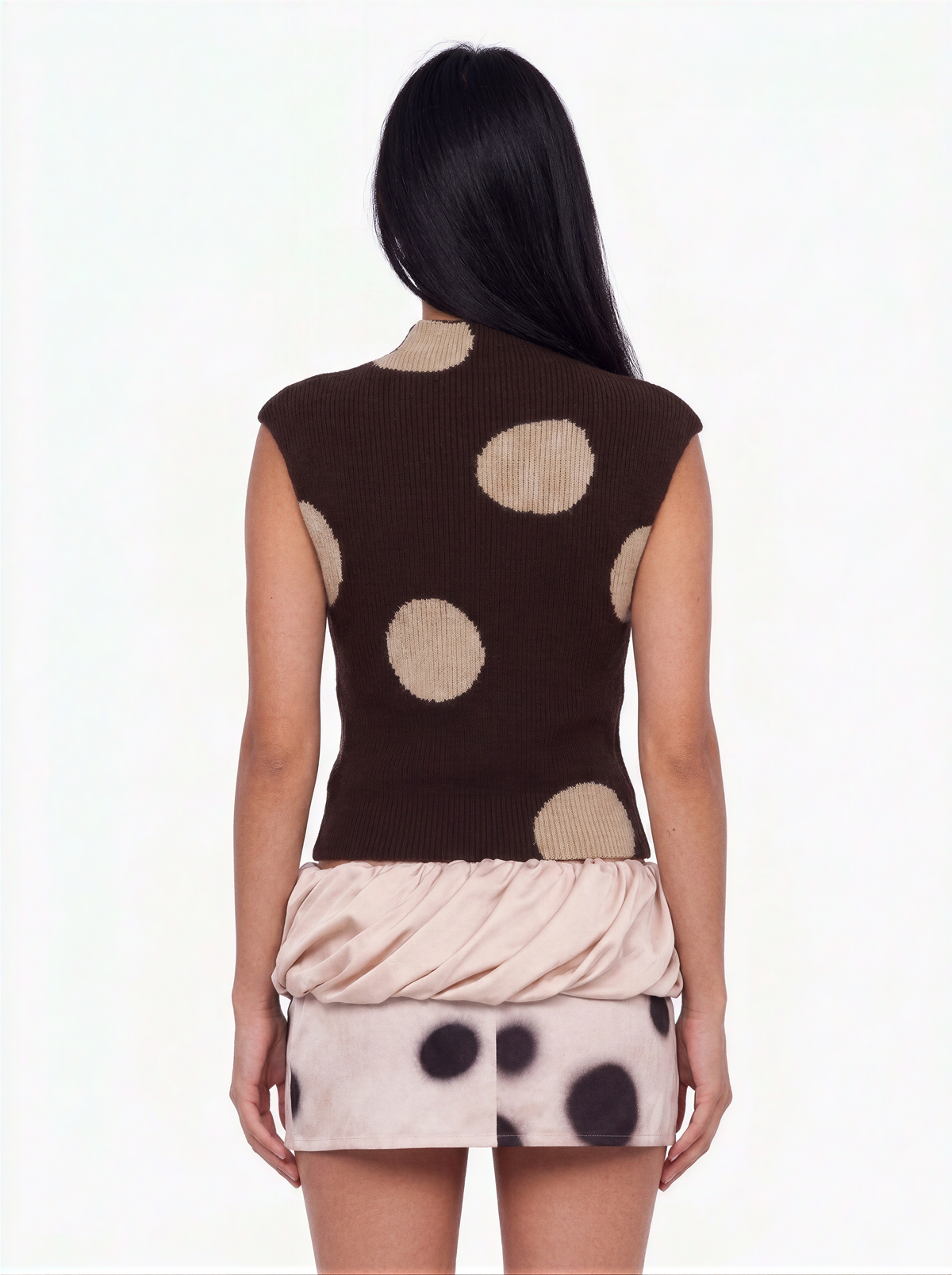 Polka Dot Mock Neck Knit Top