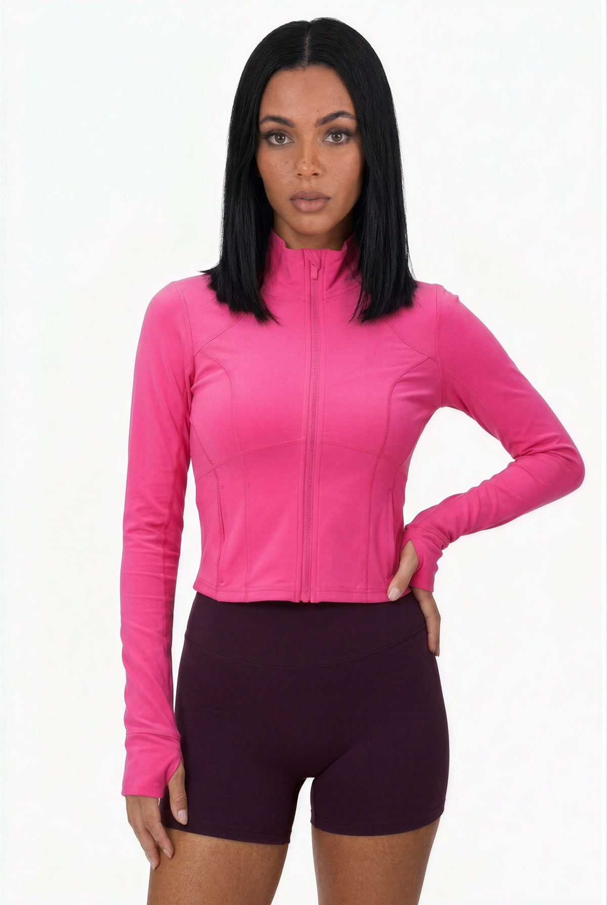 Fuchsia Full-Zip Athletic Jacket