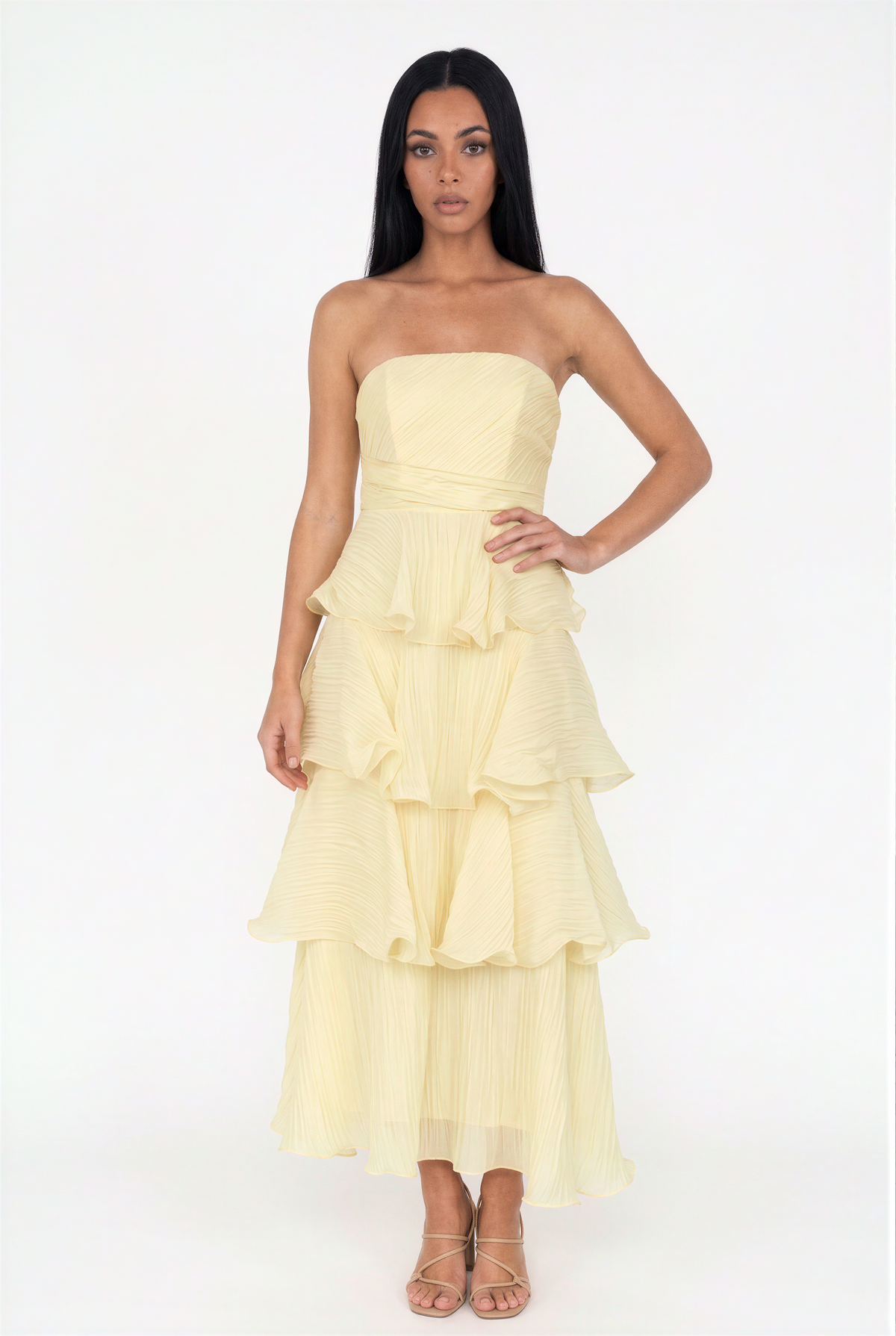 Elegant Strapless Tiered Dress