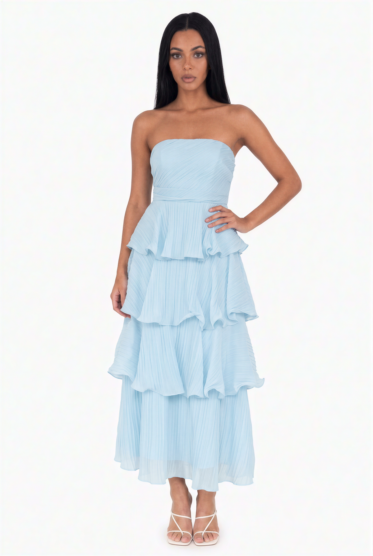 Elegant Strapless Tiered Dress