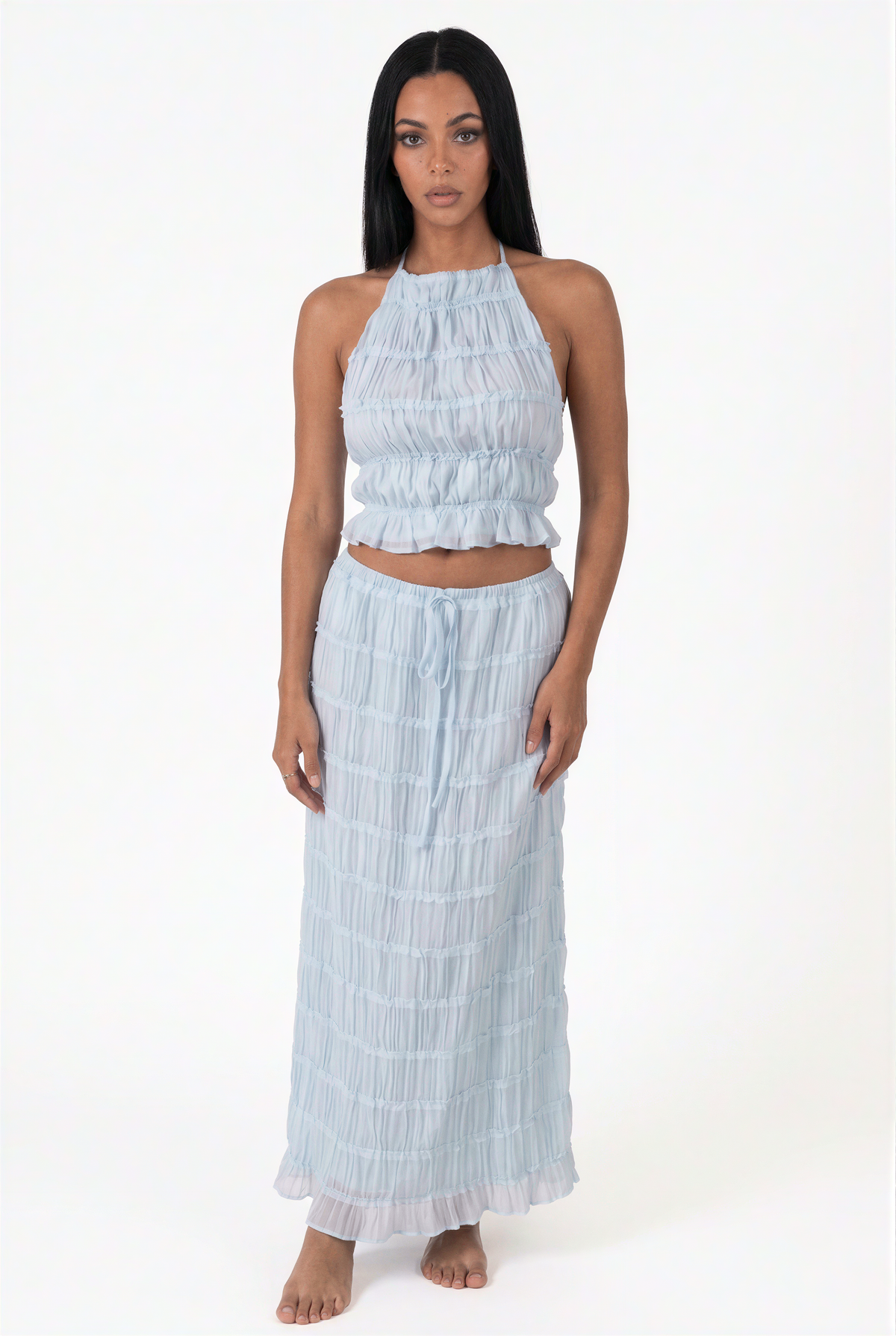 Light Blue Top & Skirt Set