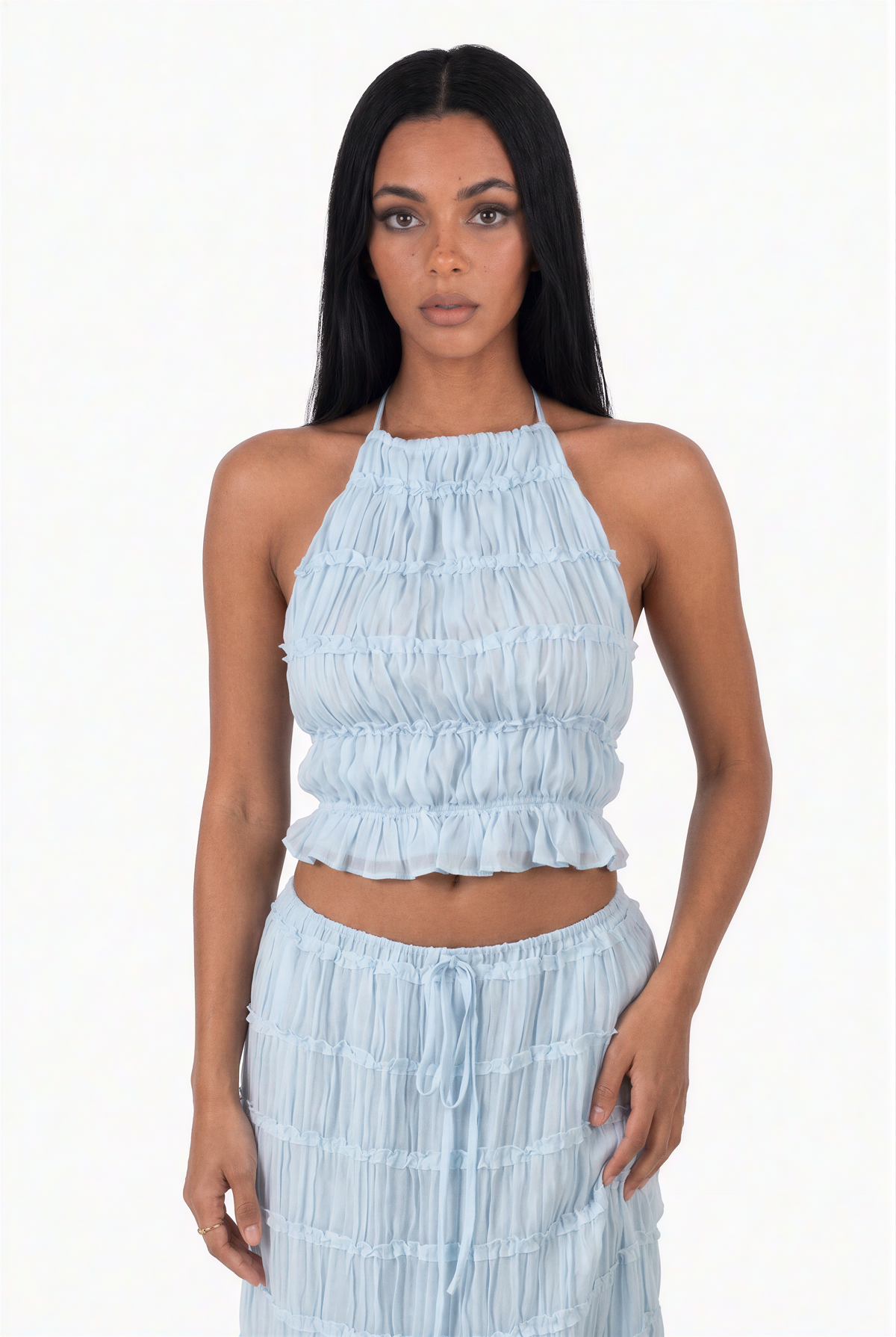 Light Blue Top & Skirt Set