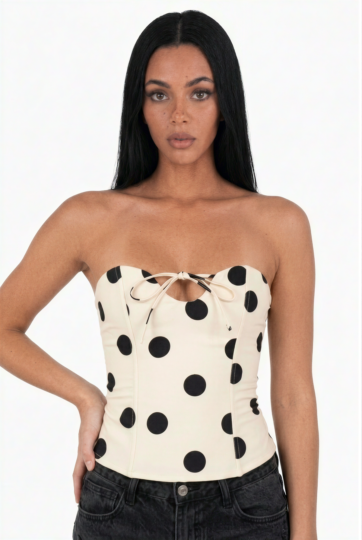 Retro Polka Dot Bustier Top