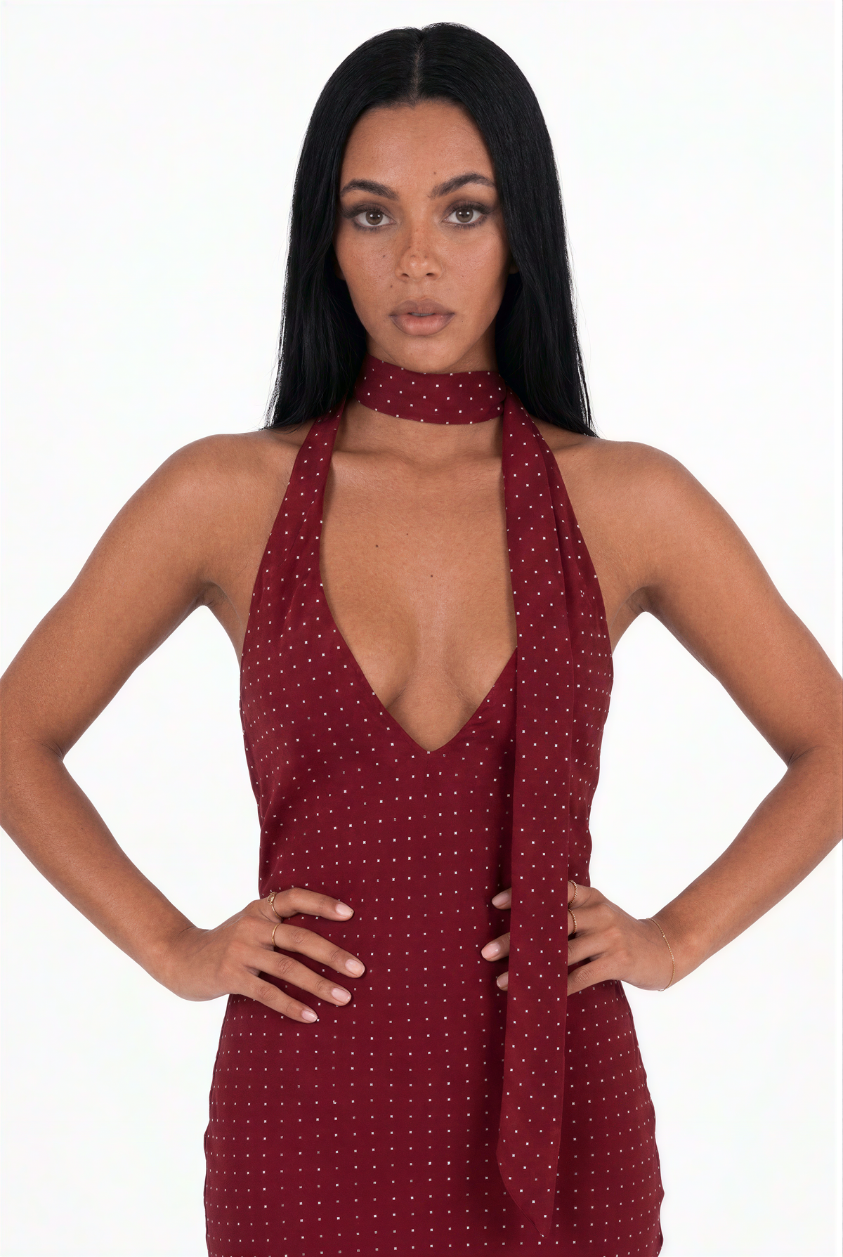 Rich Red Satin Fitted Maxi Dress