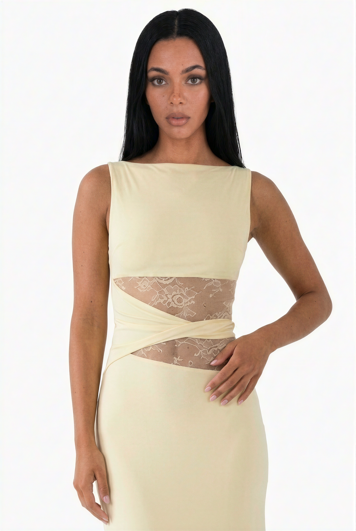 Cream Sleek Column Maxi Dress