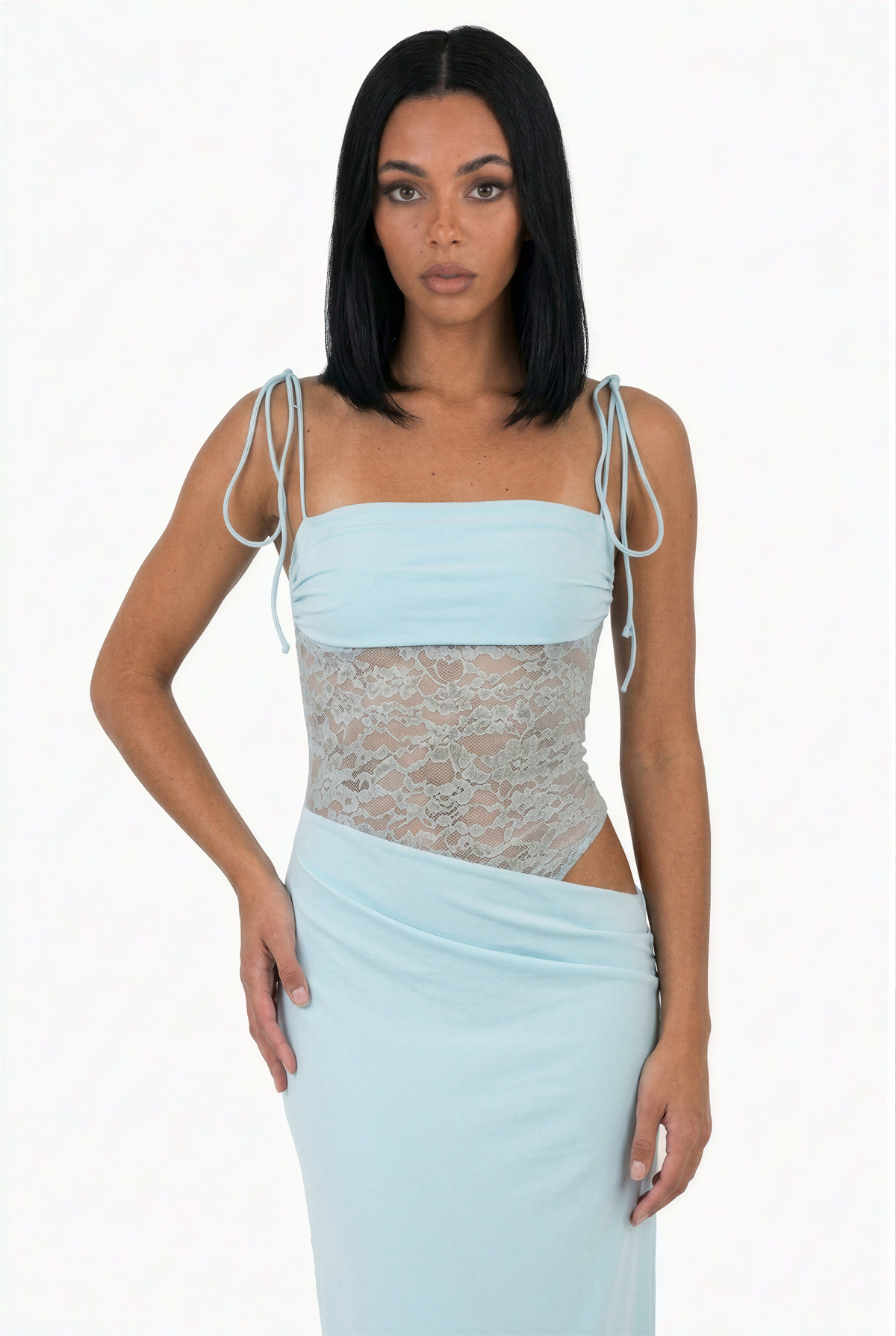 Ice Blue Flowing Maxi Dress