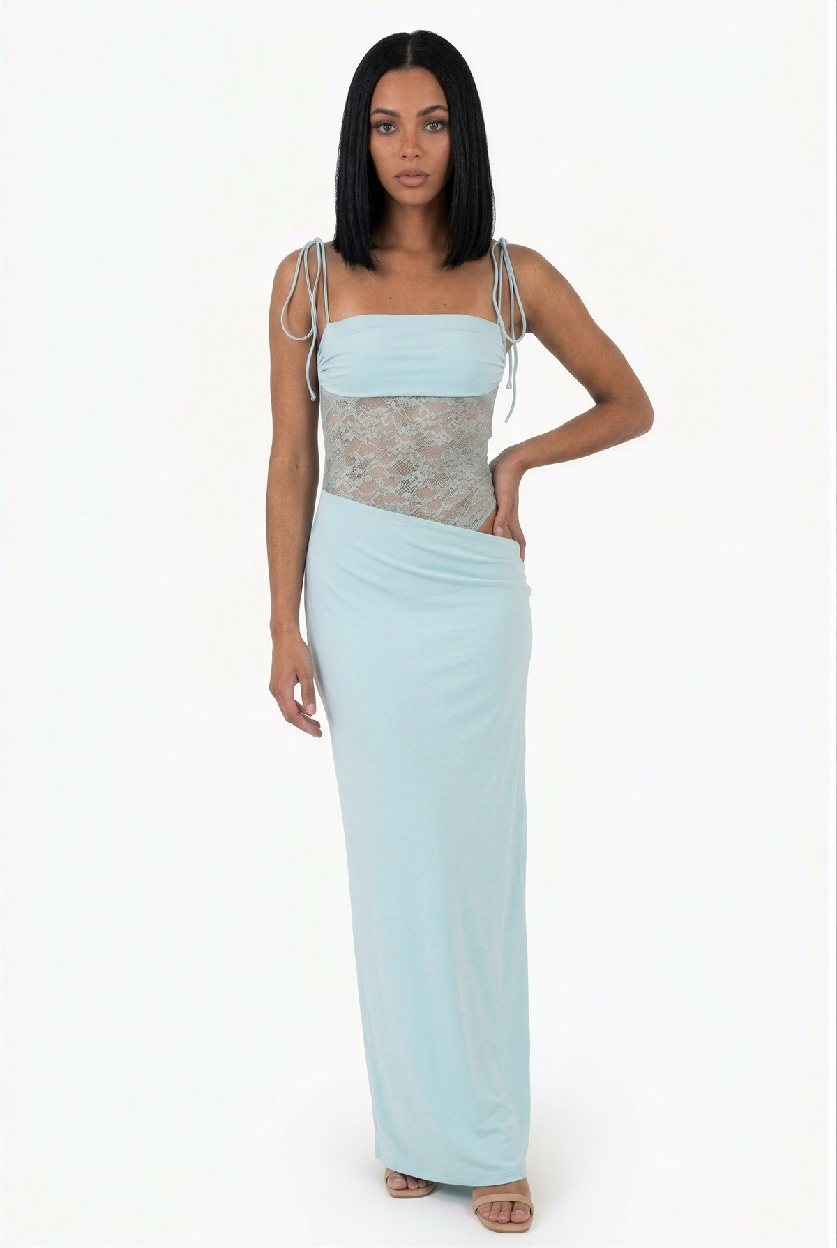 Ice Blue Flowing Maxi Dress