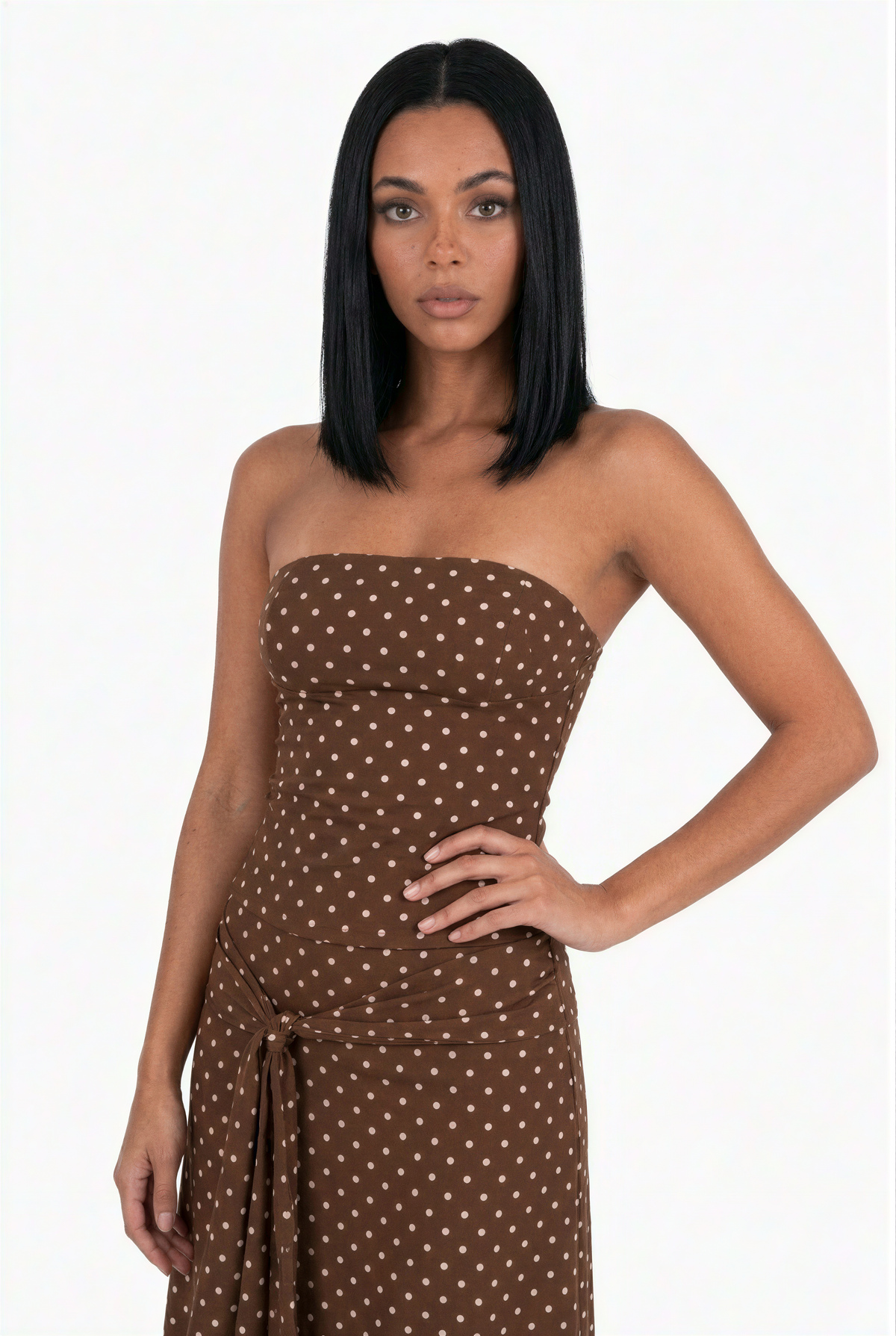 Brown Polka Dot Maxi Set