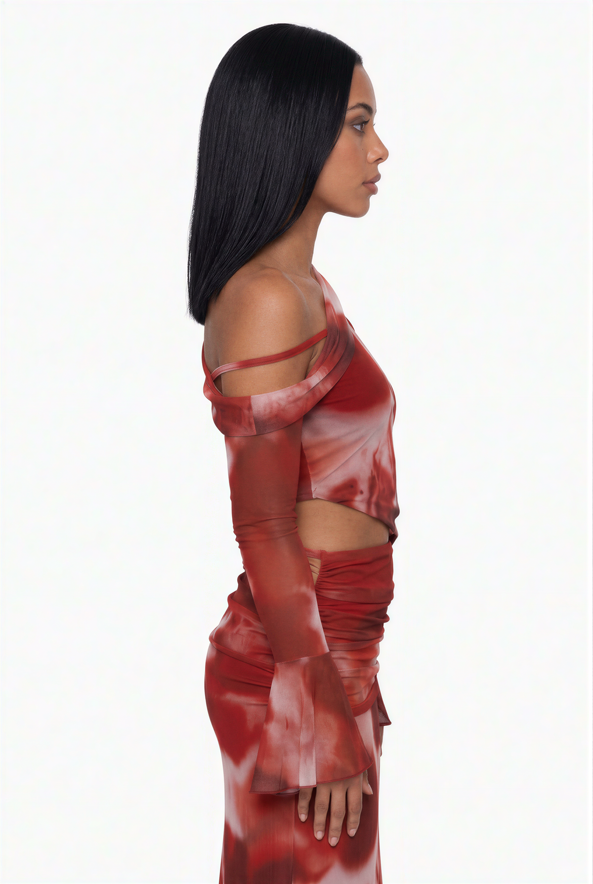 Floral Mesh Asymmetric Maxi Set