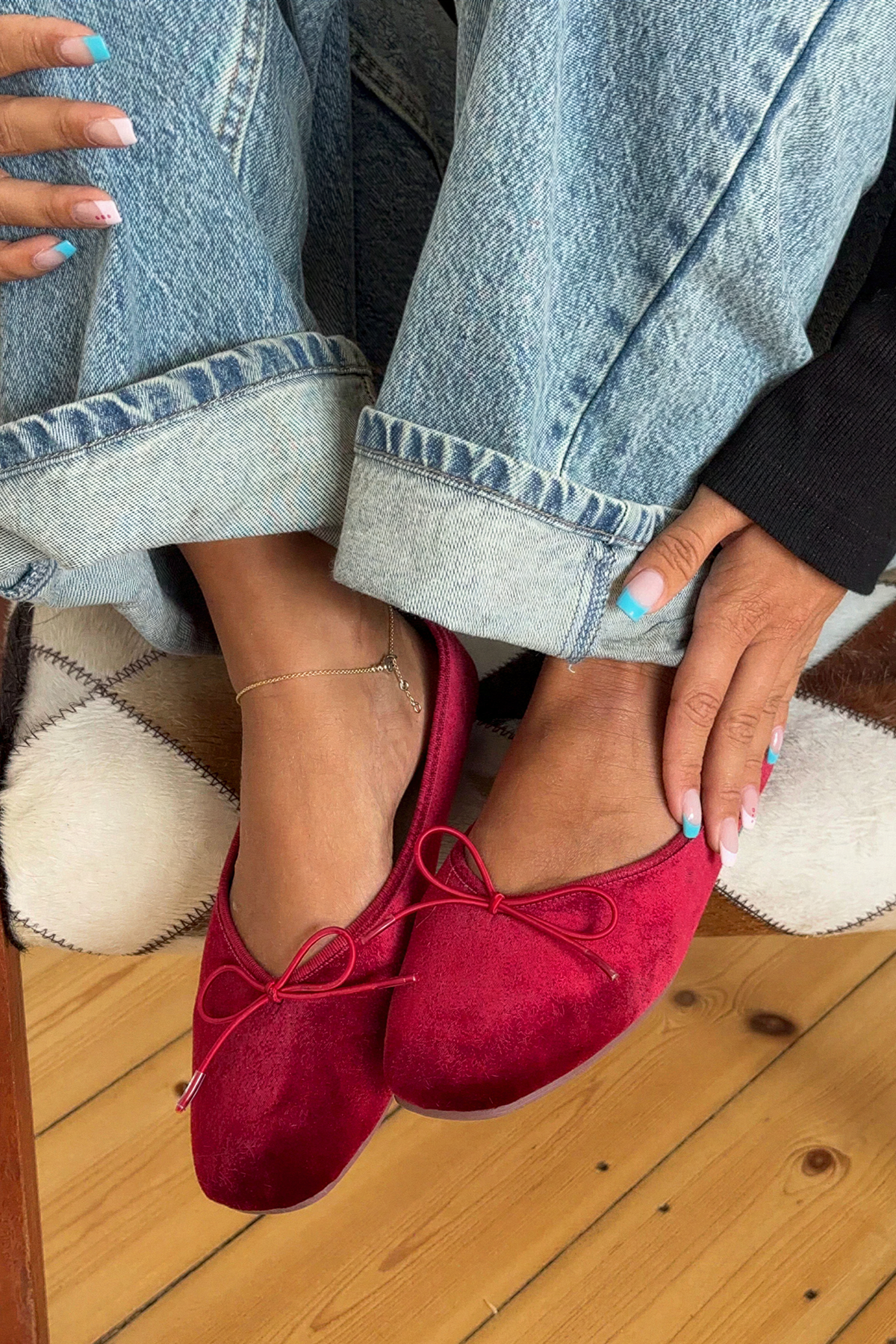 Ruby Velvet Ballet Flats