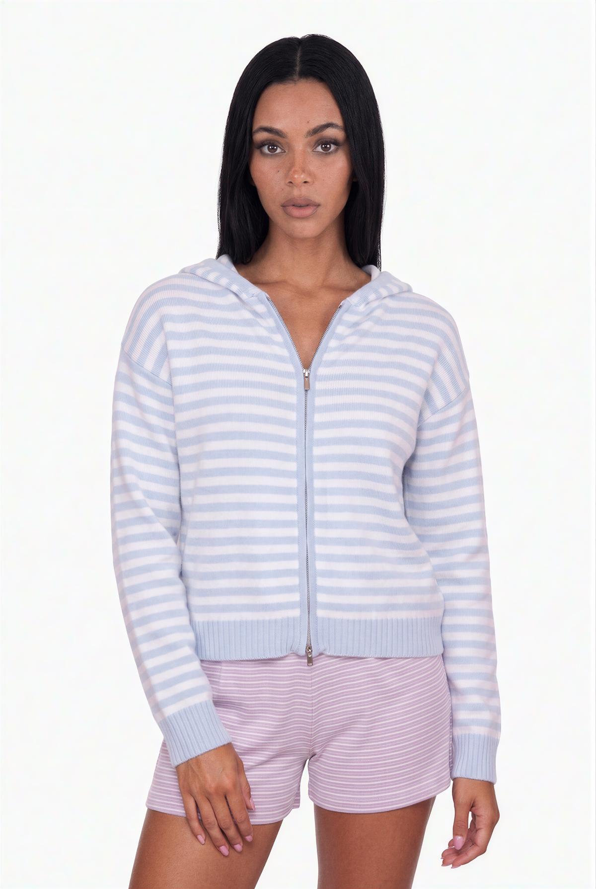 Striped Knit Hoodie