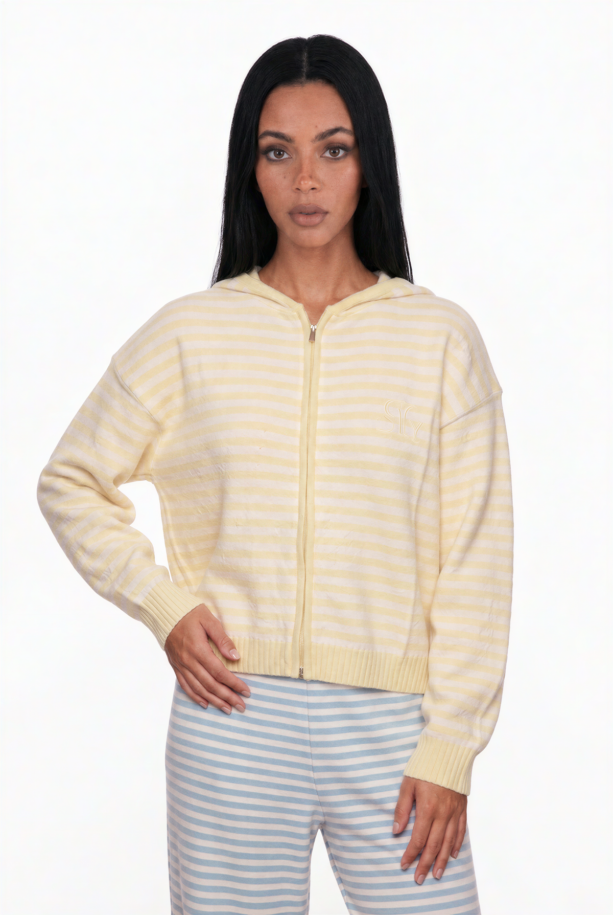 Striped Knit Hoodie