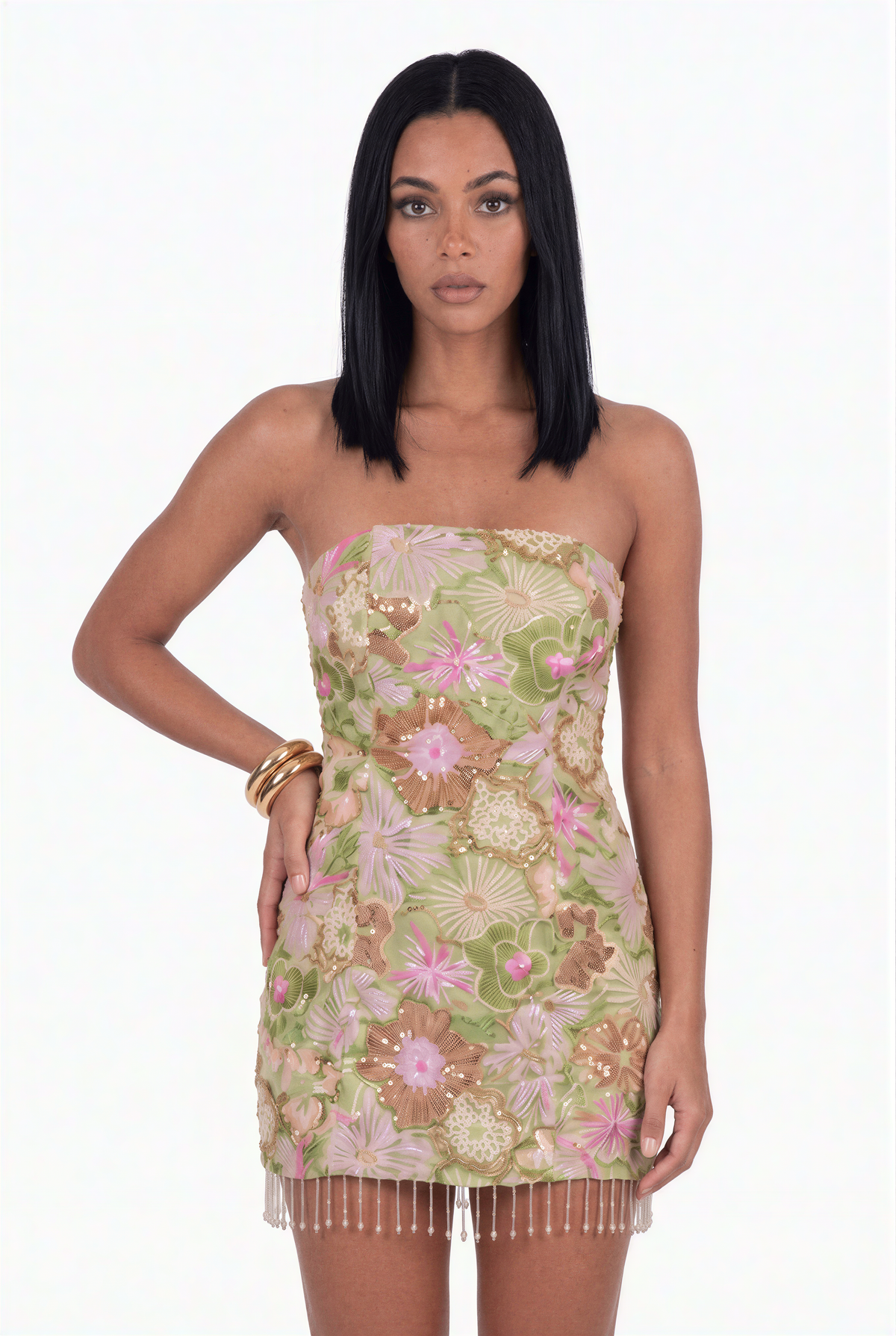 Floral Sequin Mini Dress