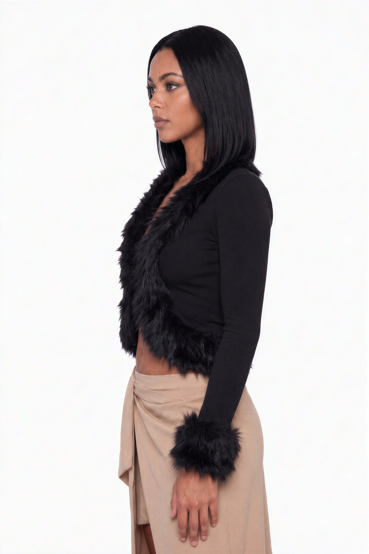 Faux Fur Trim Cardigan