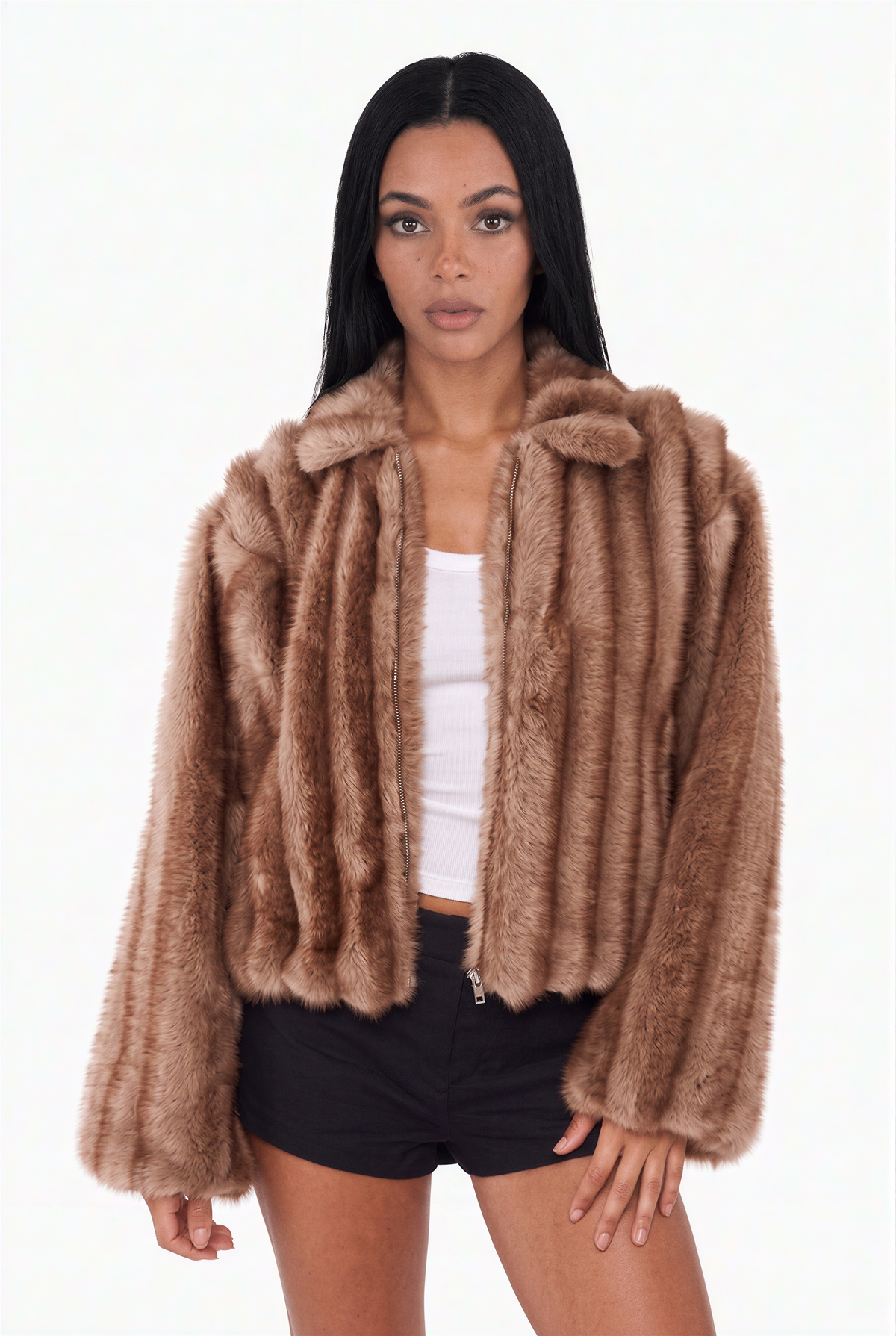 Cropped Faux Fur Jacket
