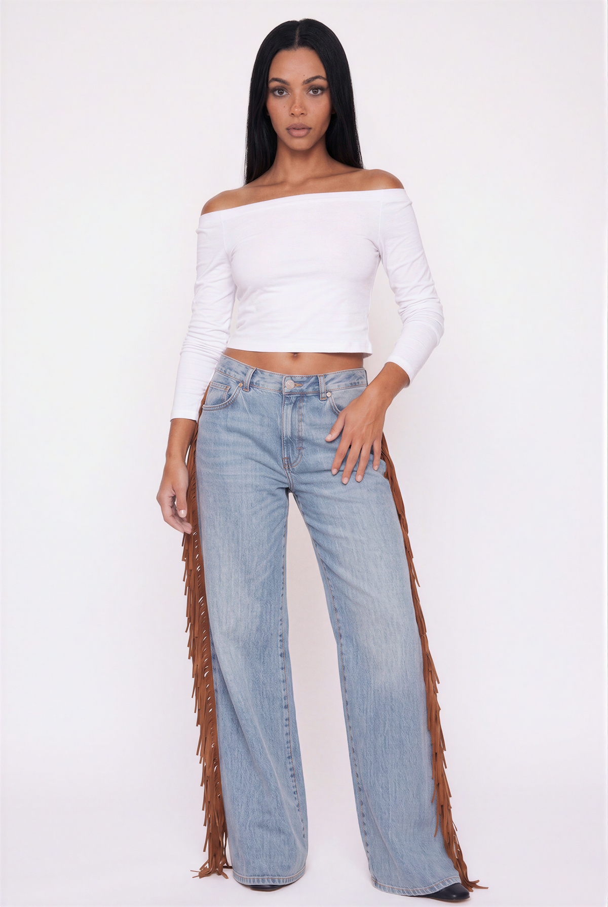 Fringe Wide Leg Jeans