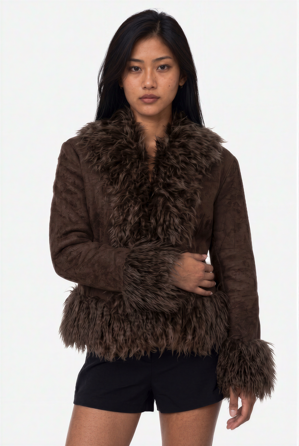 Shearling Trimmed Suede Jacket