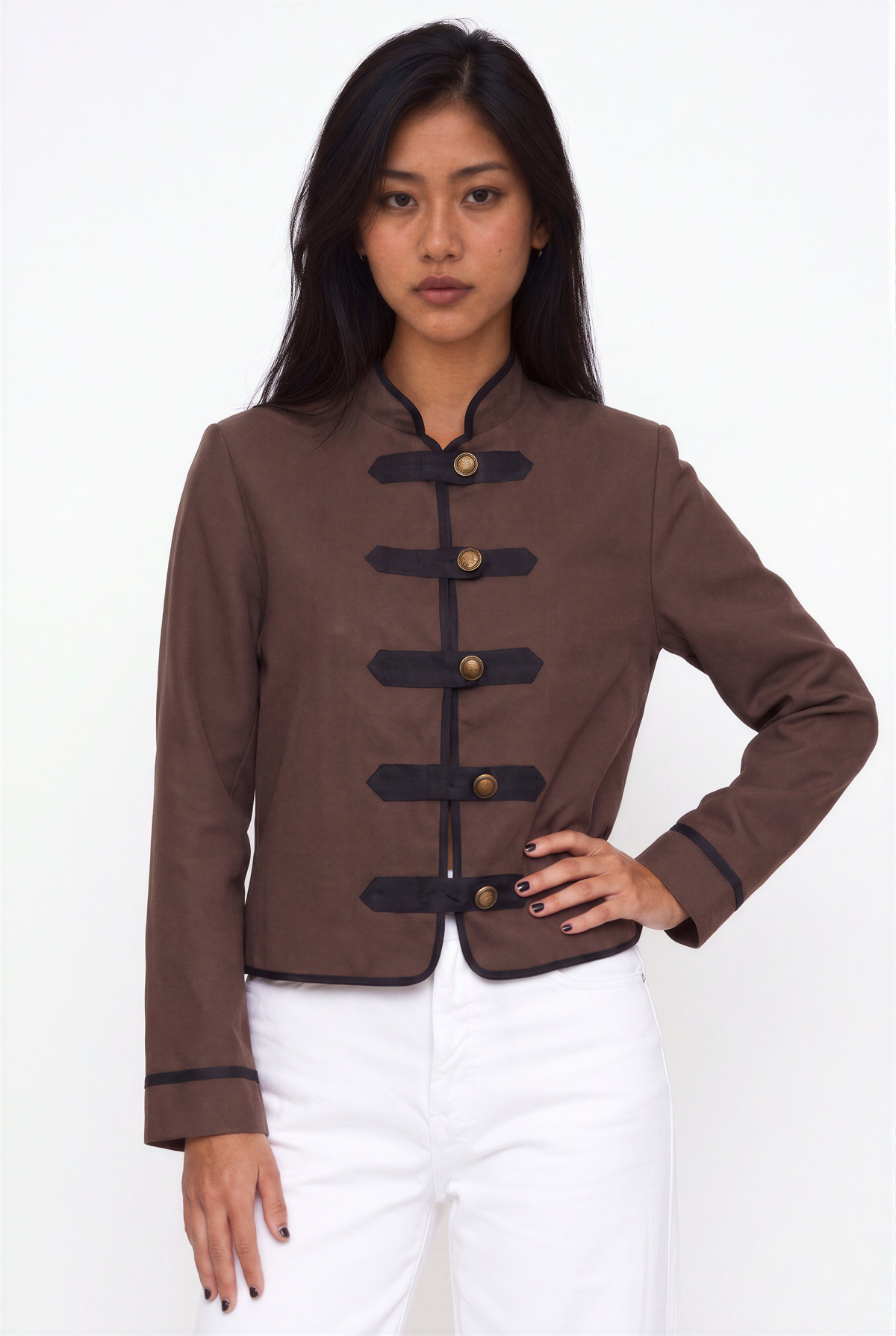 Structured Mandarin Collar Military Jacket
