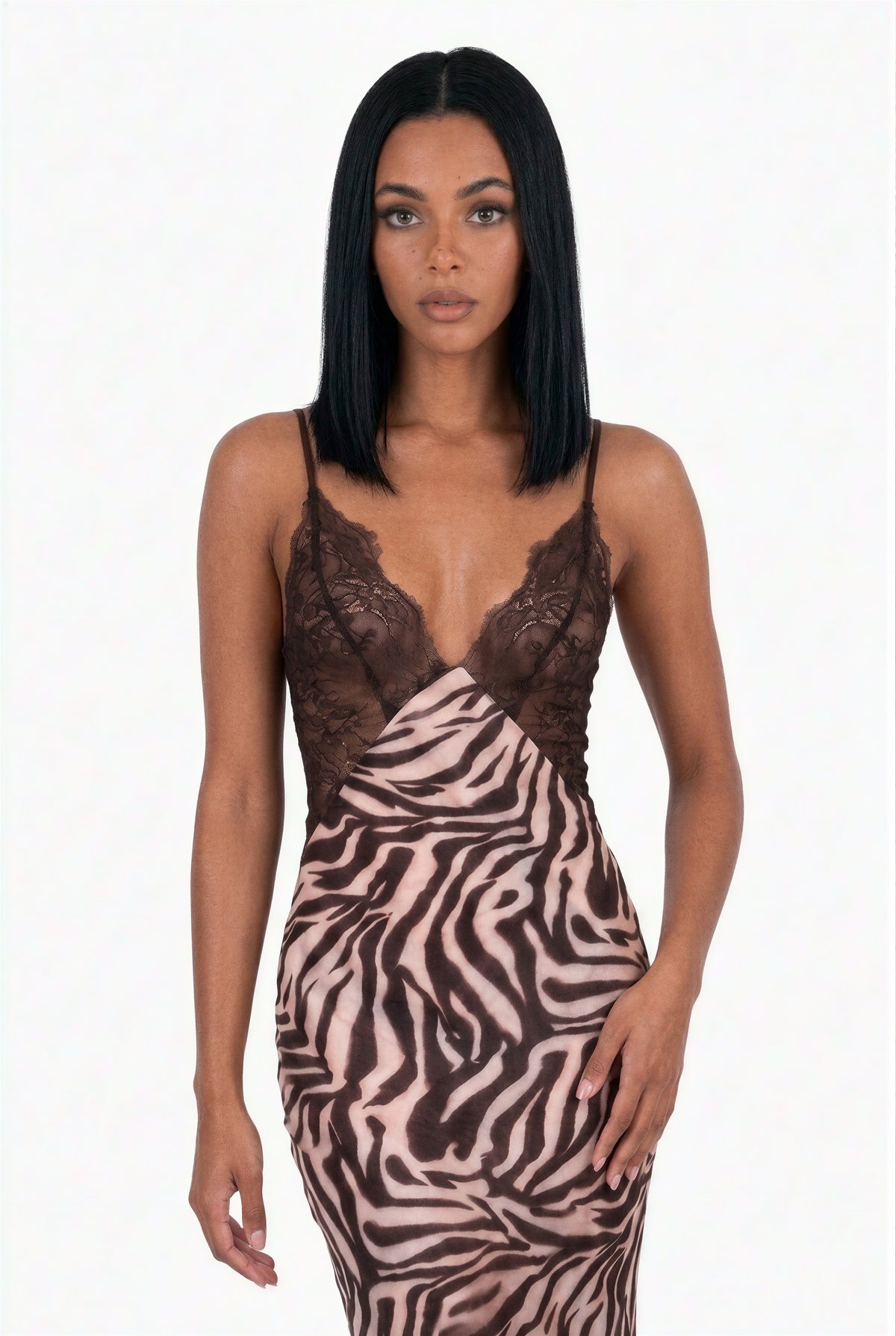 Animal Print Plunging Neckline Dress