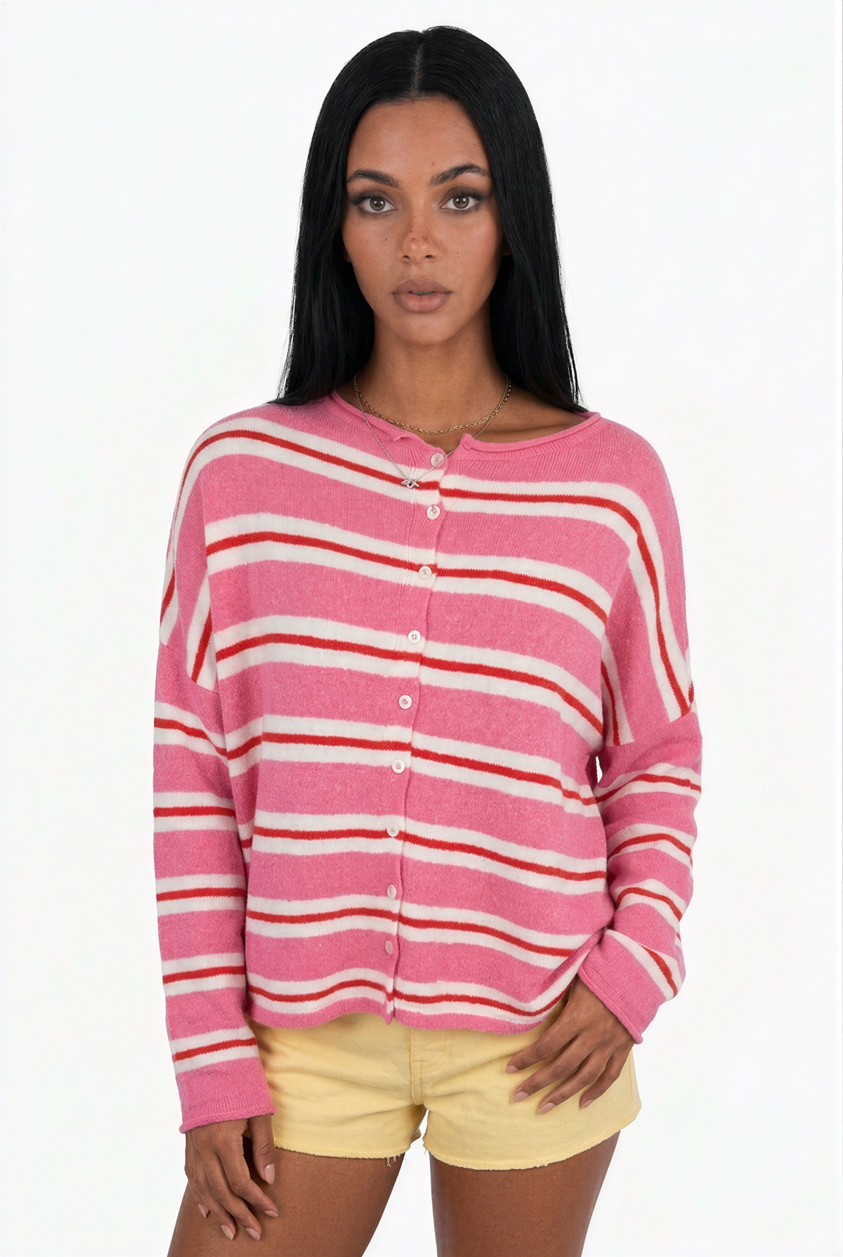 Oversized Striped Knit Cardigan