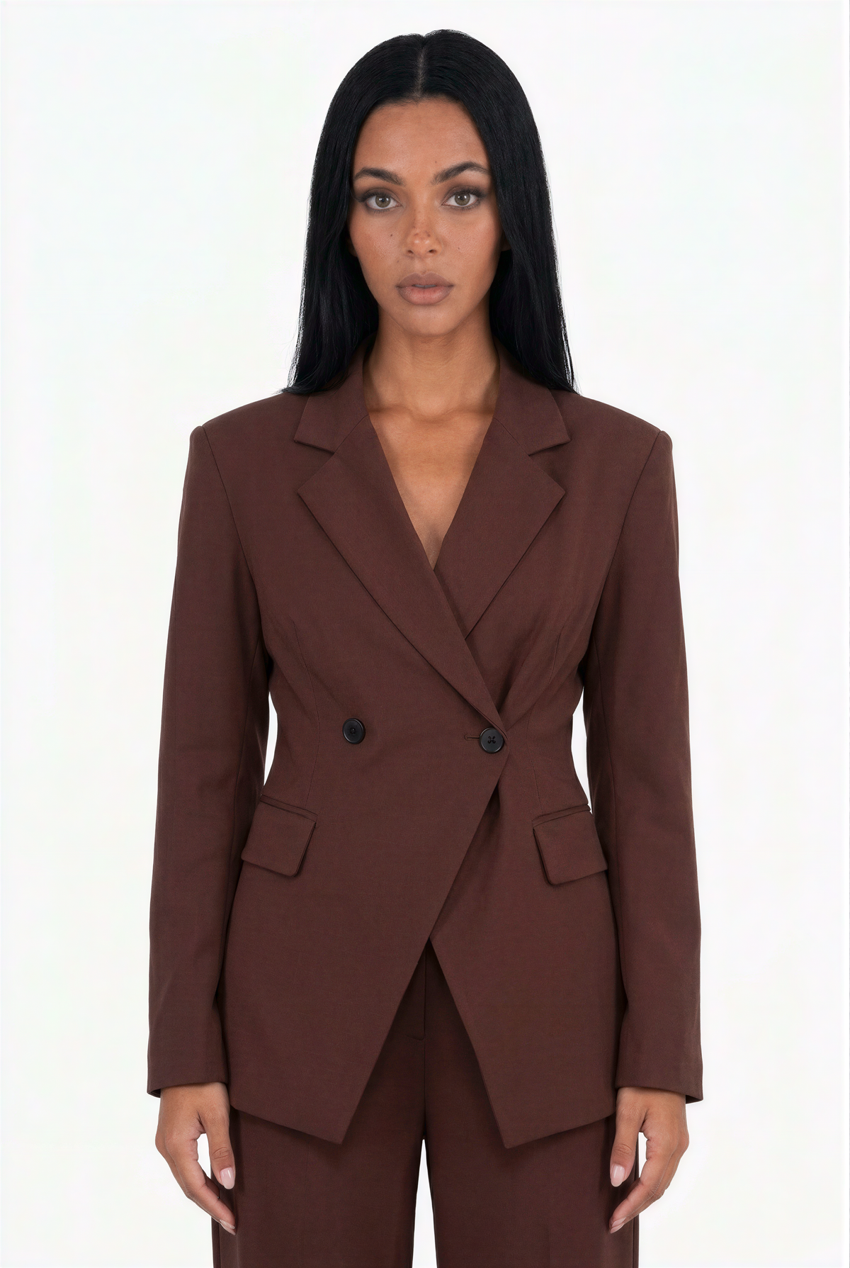 Double-Breasted Blazer & Wide-Leg Pants Suit Set