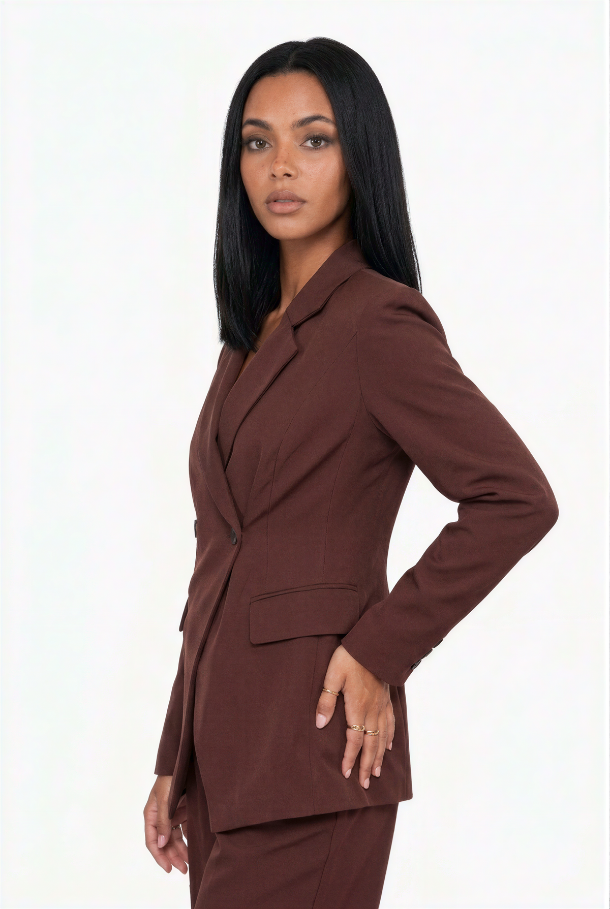 Double-Breasted Blazer & Wide-Leg Pants Suit Set