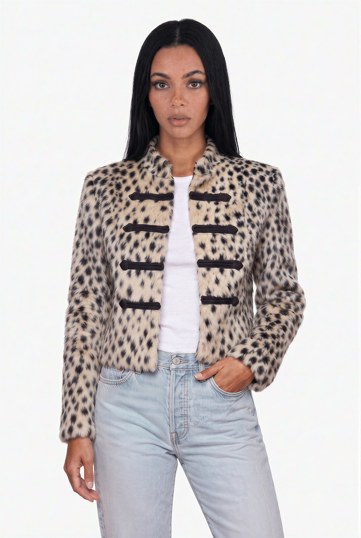 Leopard Faux Fur Toggle Jacket