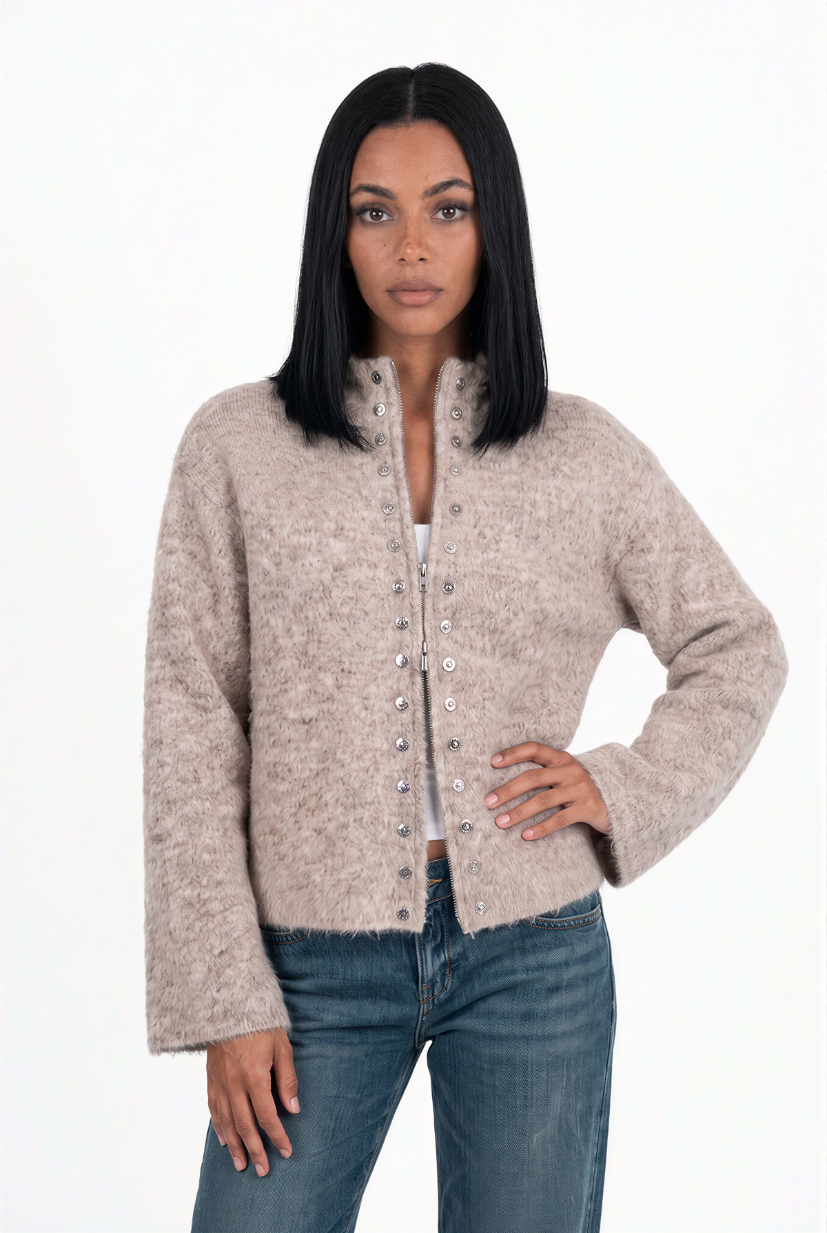 Embellished Button Knit Cardigan