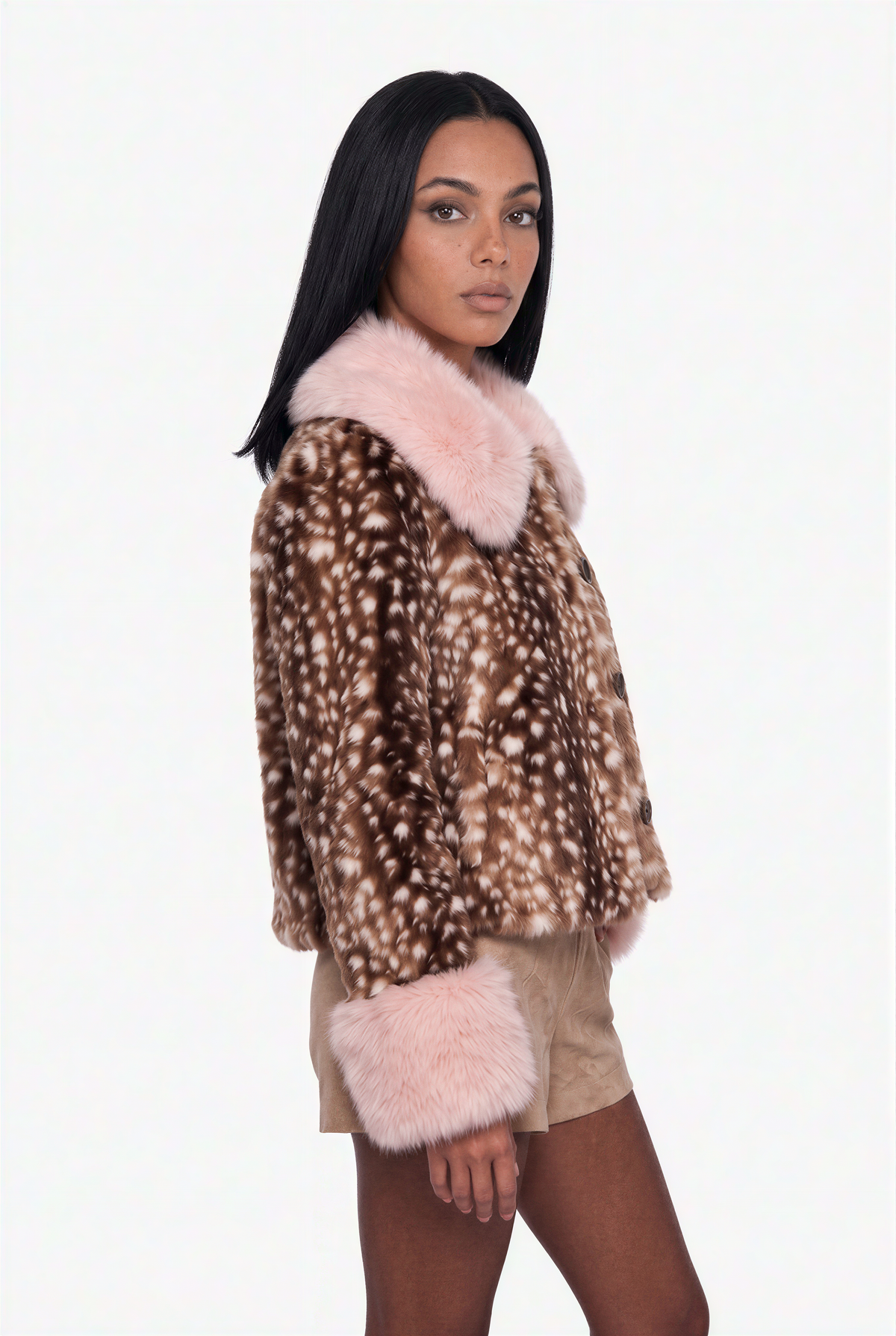 Bambi Print Faux Fur Jacket