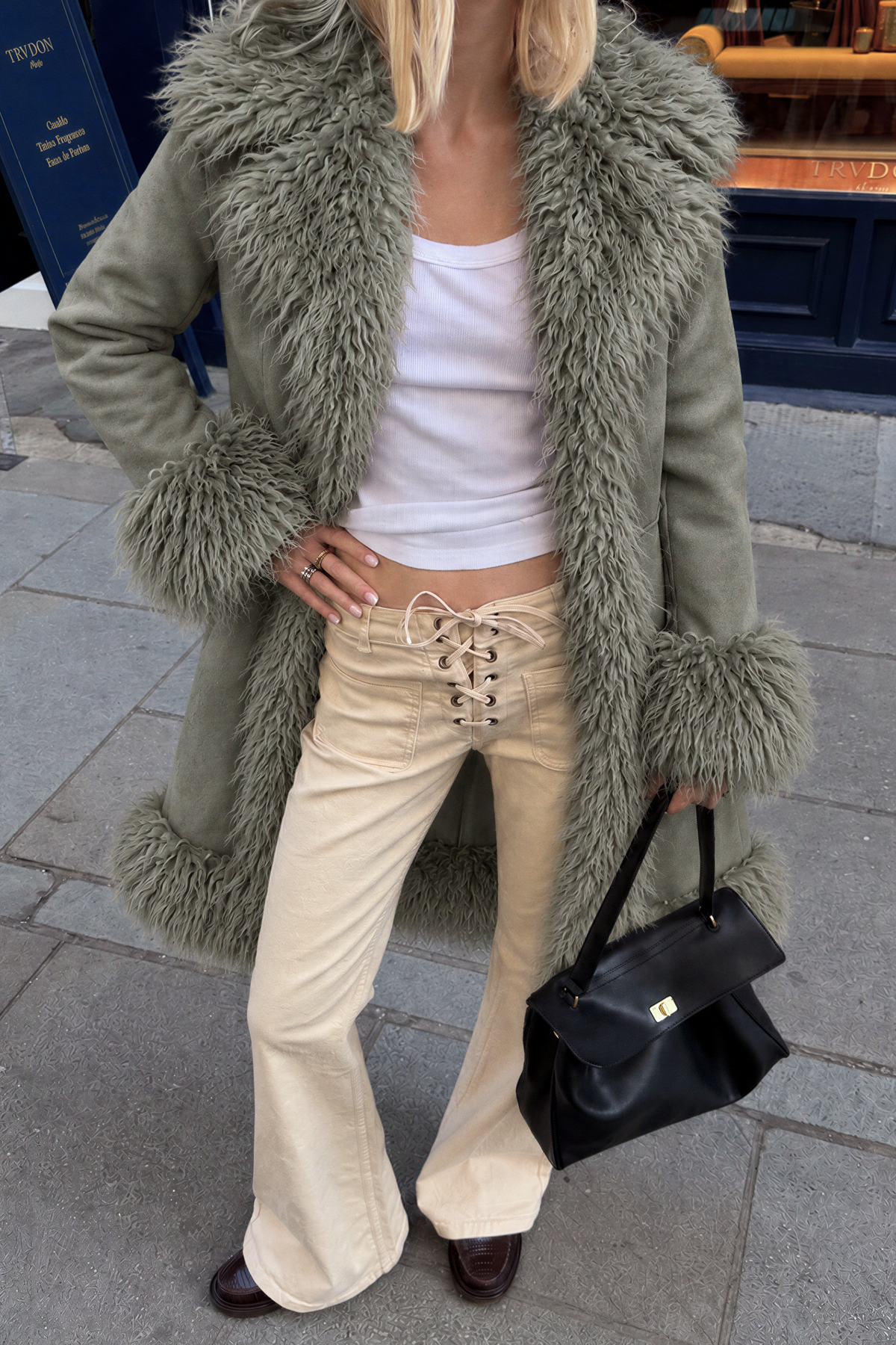Faux Suede & Fur Long Jacket