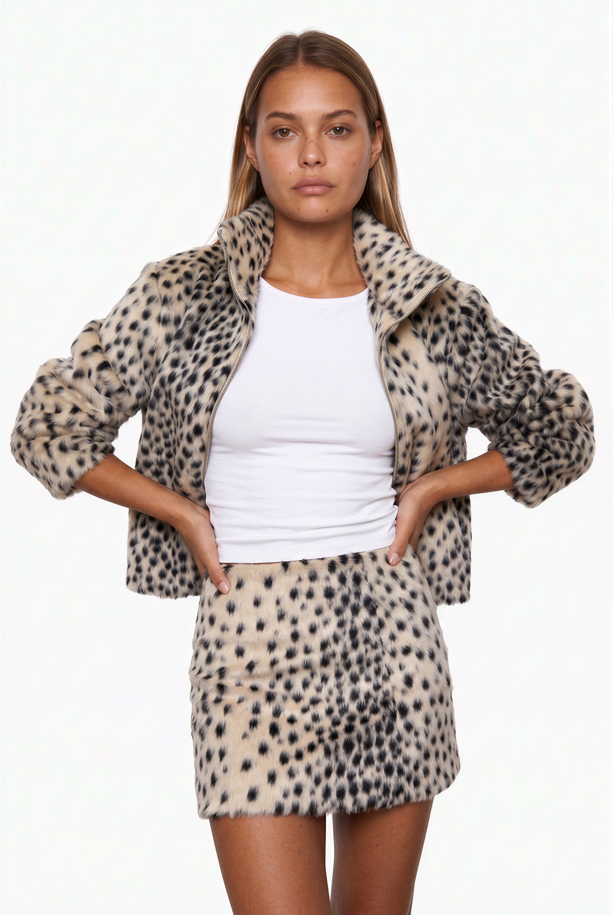 Spotted Faux Fur Matching Set