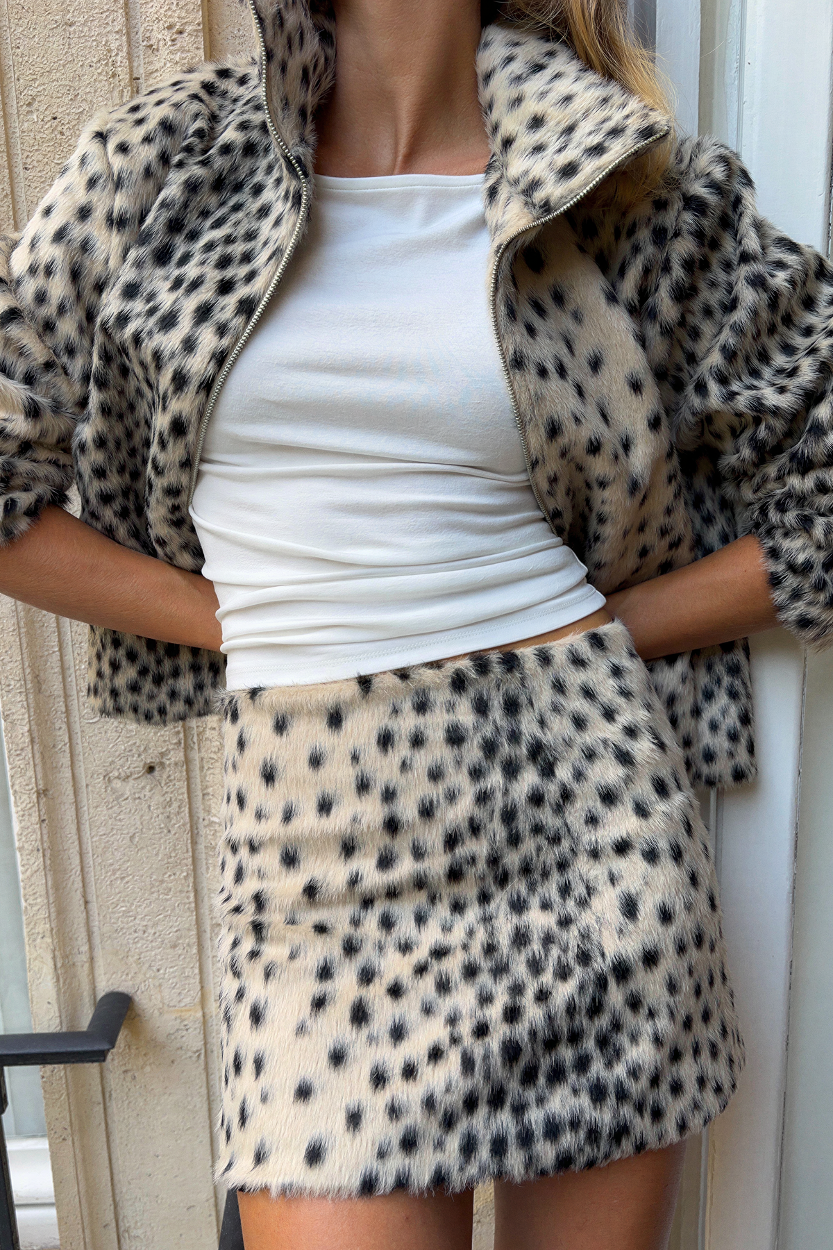 Spotted Faux Fur Matching Set