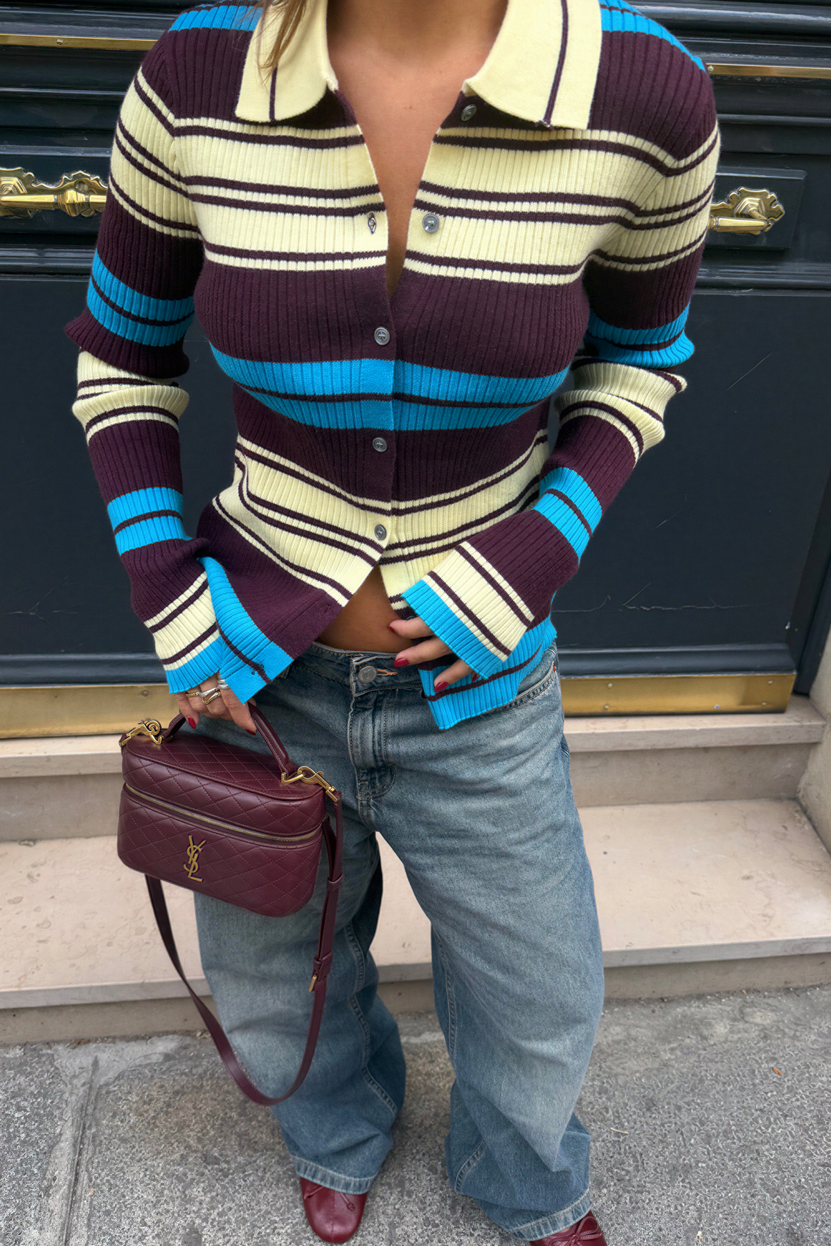 Multicolor Striped Button-Up Cardigan