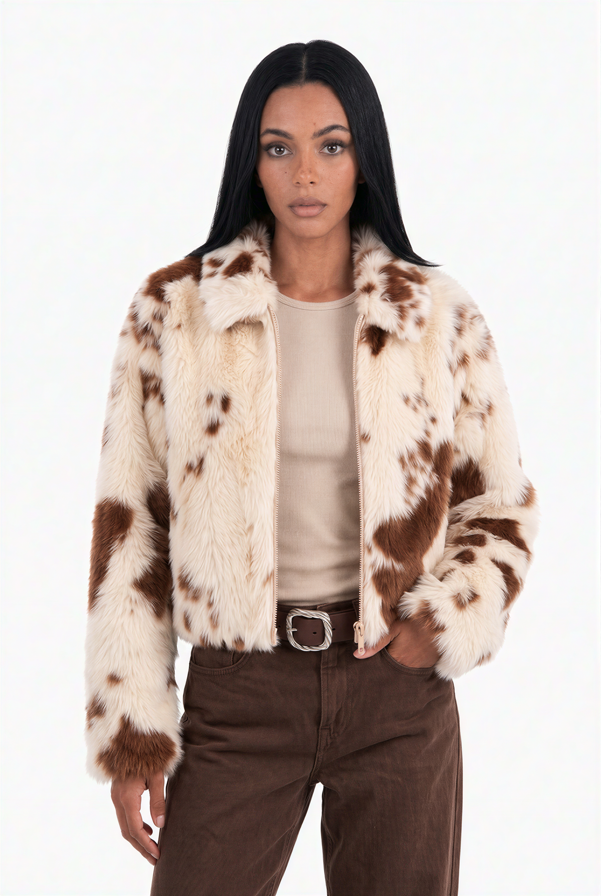 Spotted Animal Print Short Jacket